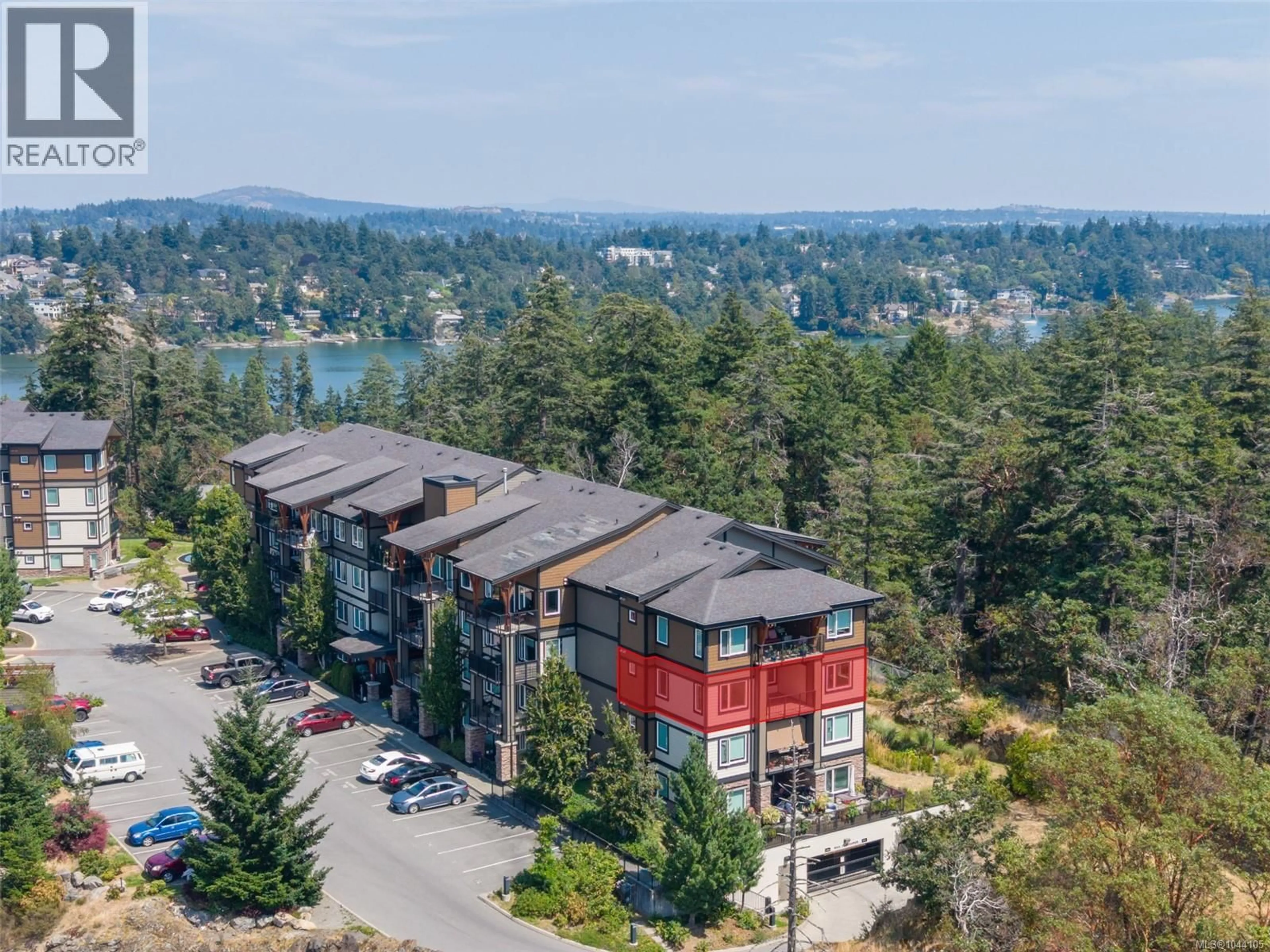 A pic from outside/outdoor area/front of a property/back of a property/a pic from drone, water/lake/river/ocean view for 303 - 286 WILFERT ROAD, View Royal British Columbia V9C0H6