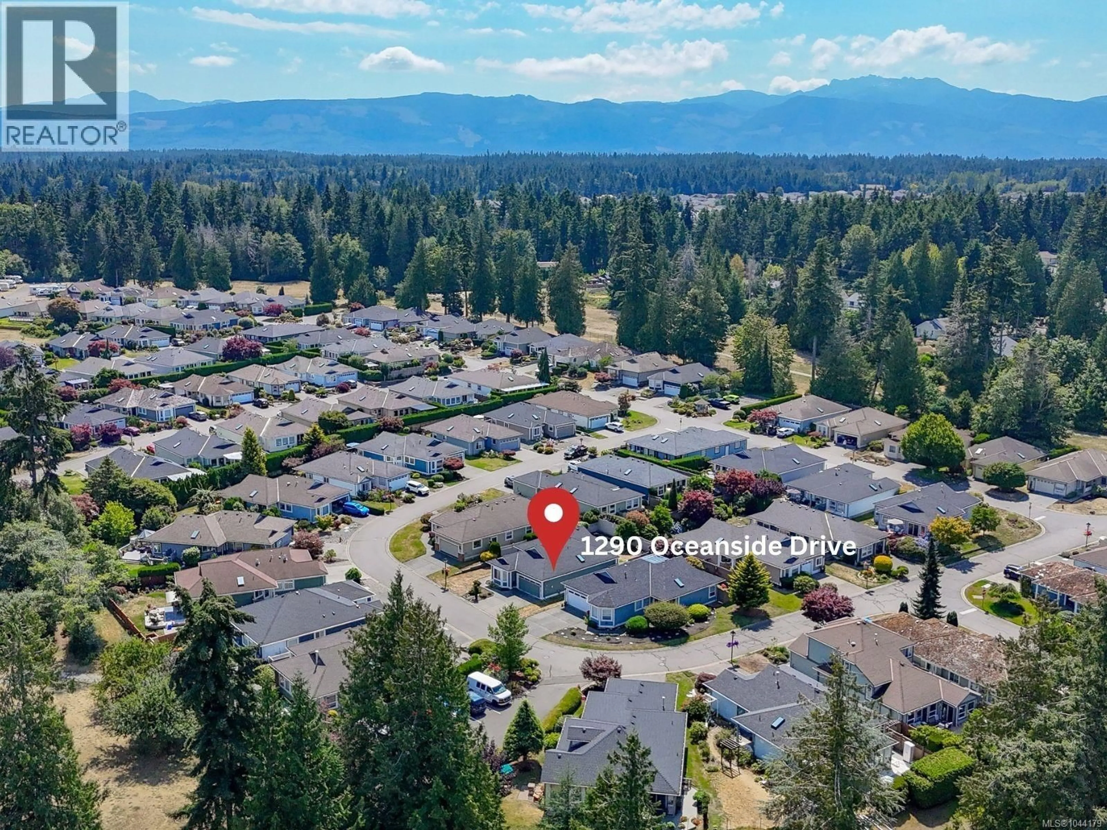 A pic from outside/outdoor area/front of a property/back of a property/a pic from drone, mountain view for 1290 OCEANSIDE DRIVE, Qualicum Beach British Columbia V9K2K4