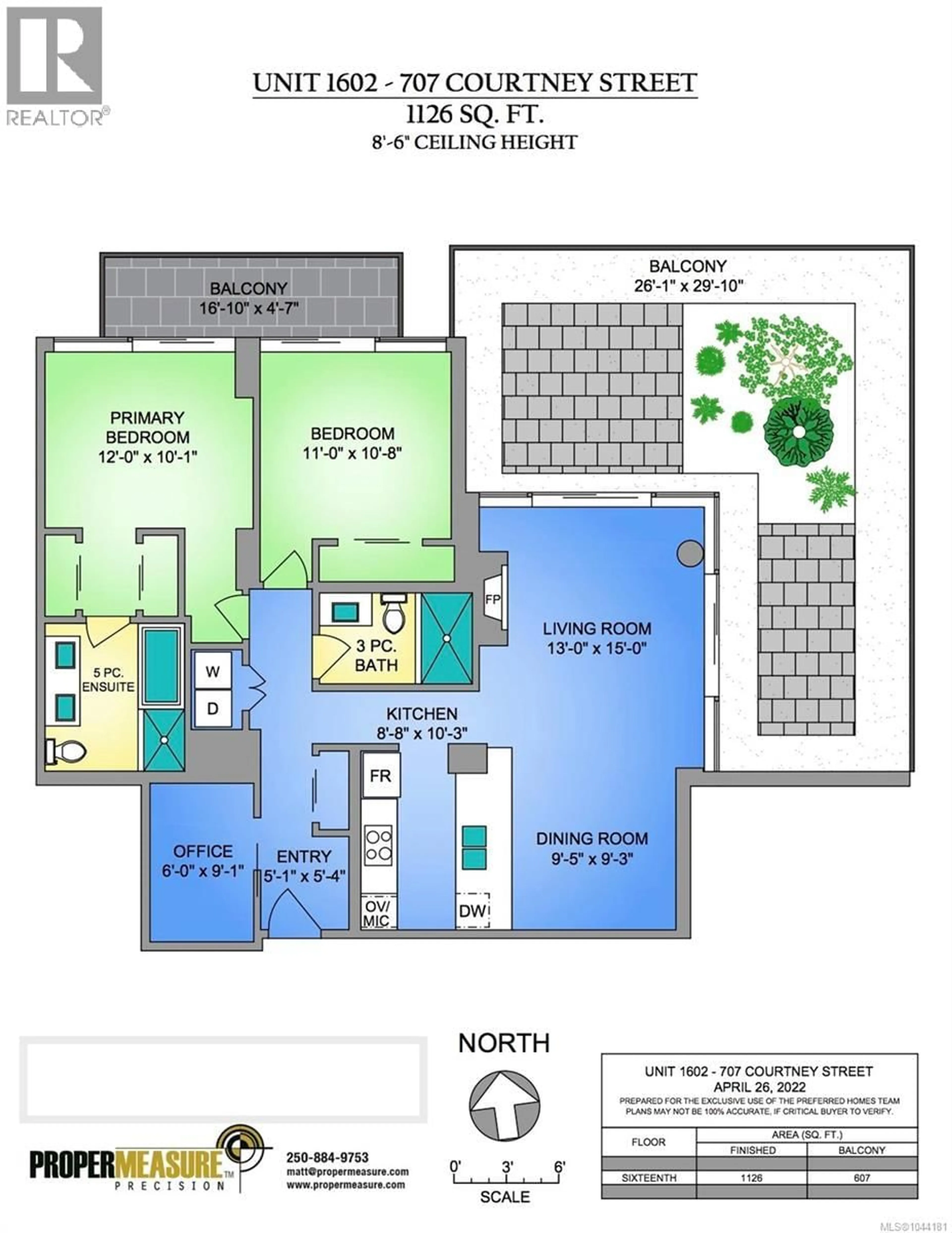 Floor plan for 1602 - 707 COURTNEY STREET, Victoria British Columbia V8W0A9