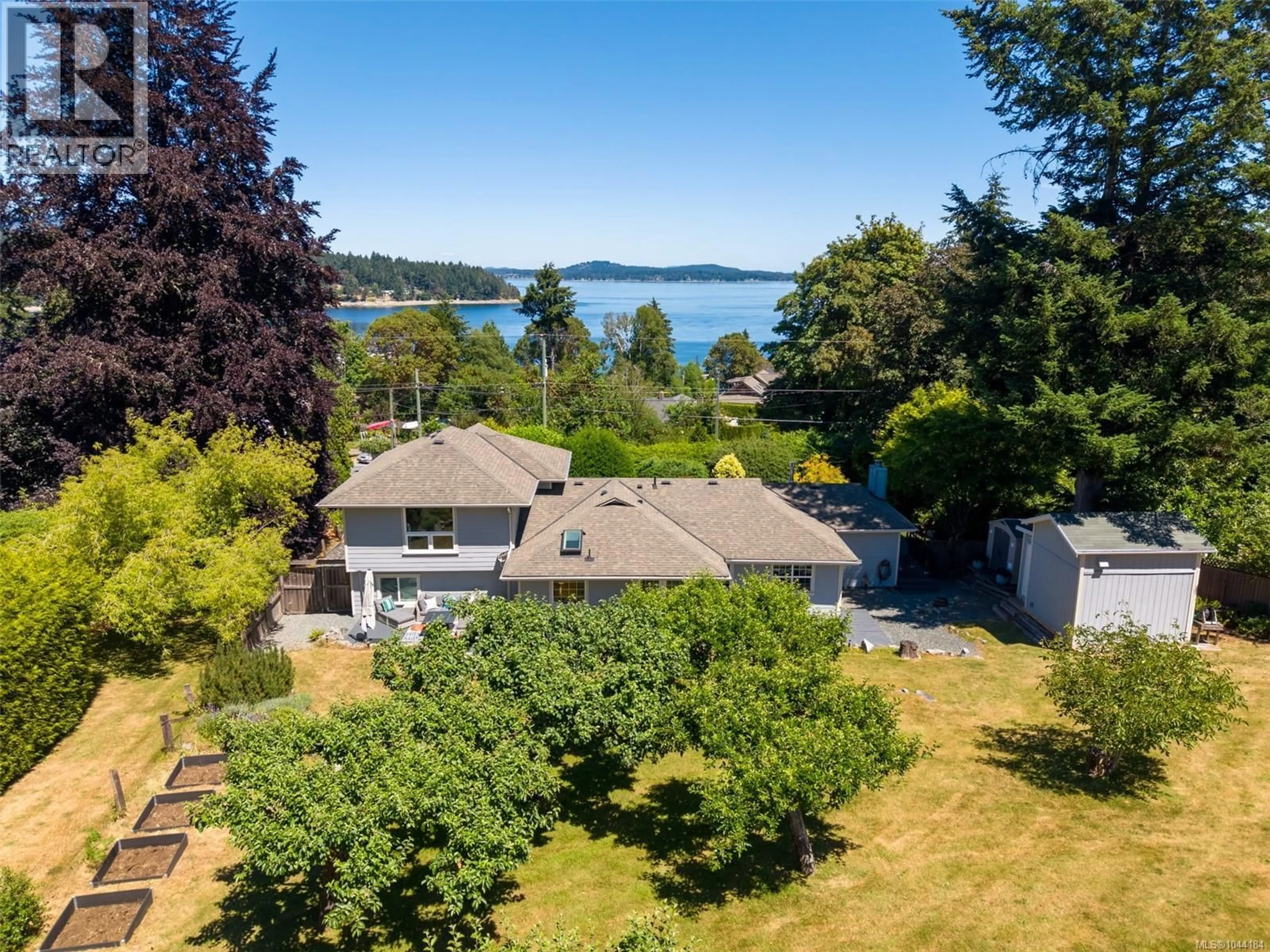 A pic from outside/outdoor area/front of a property/back of a property/a pic from drone, water/lake/river/ocean view for 2618 MILL BAY ROAD, Mill Bay British Columbia V8H1C9