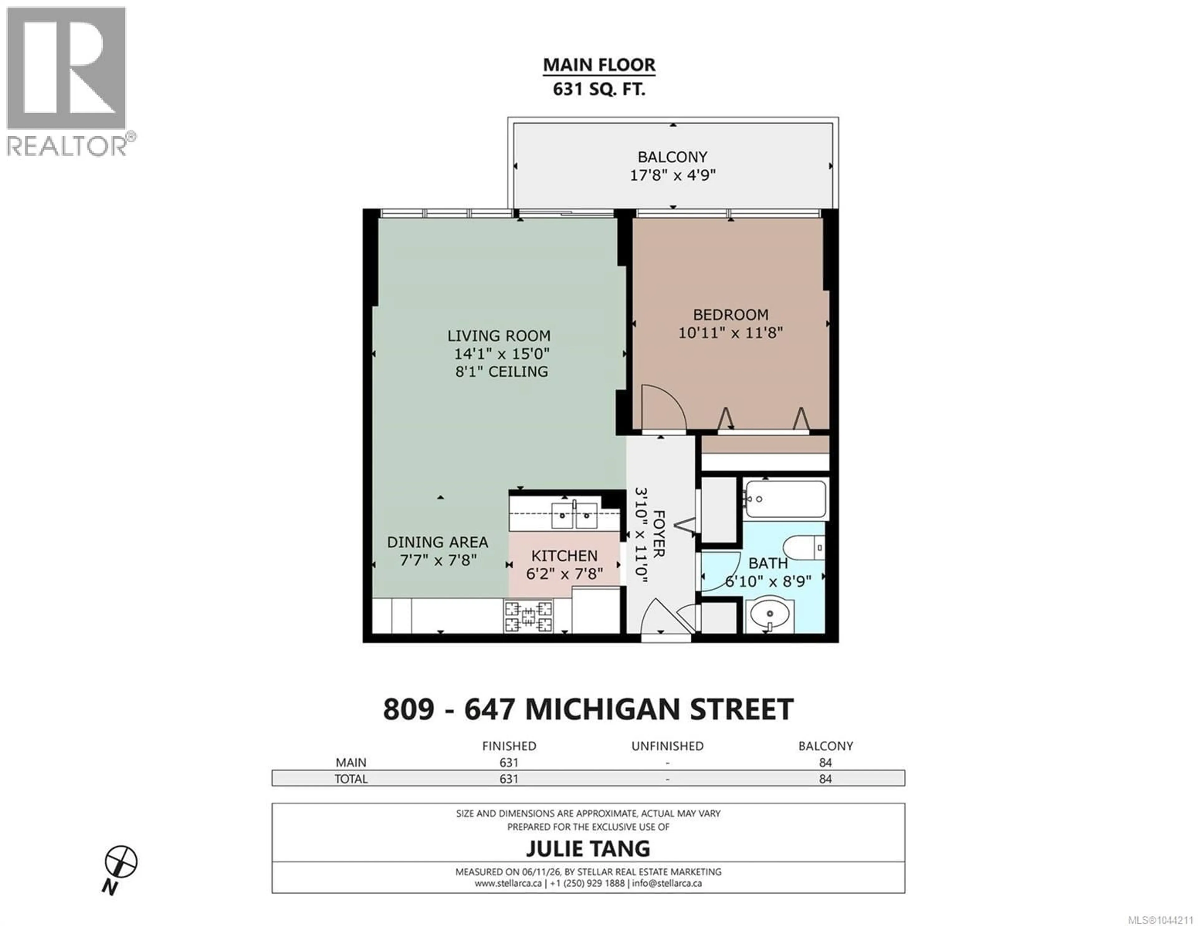 Floor plan for 809 - 647 MICHIGAN STREET, Victoria British Columbia V8V1S9