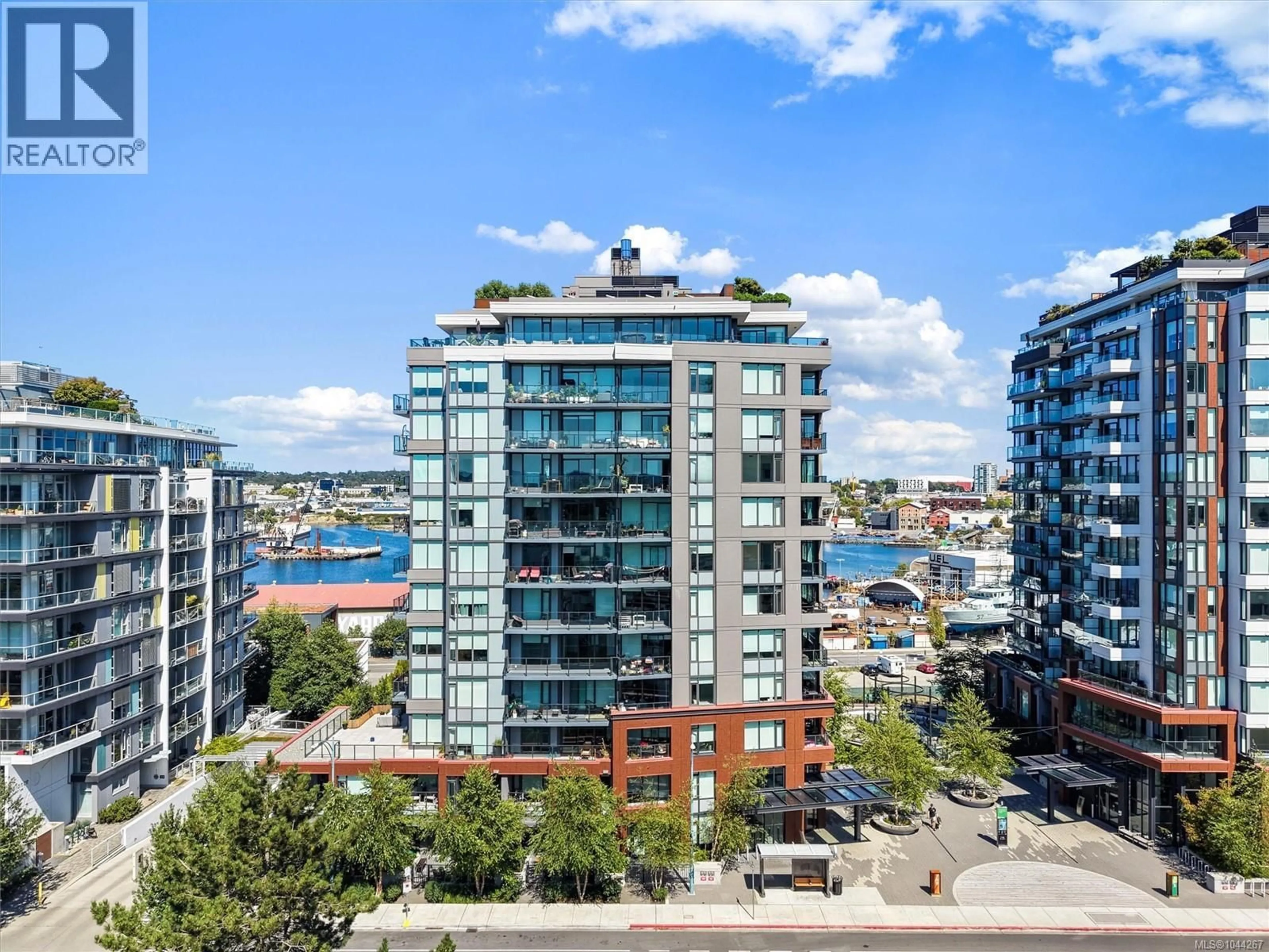 A pic from outside/outdoor area/front of a property/back of a property/a pic from drone, city buildings view from balcony for 905 - 369 TYEE ROAD, Victoria British Columbia V9A0B6