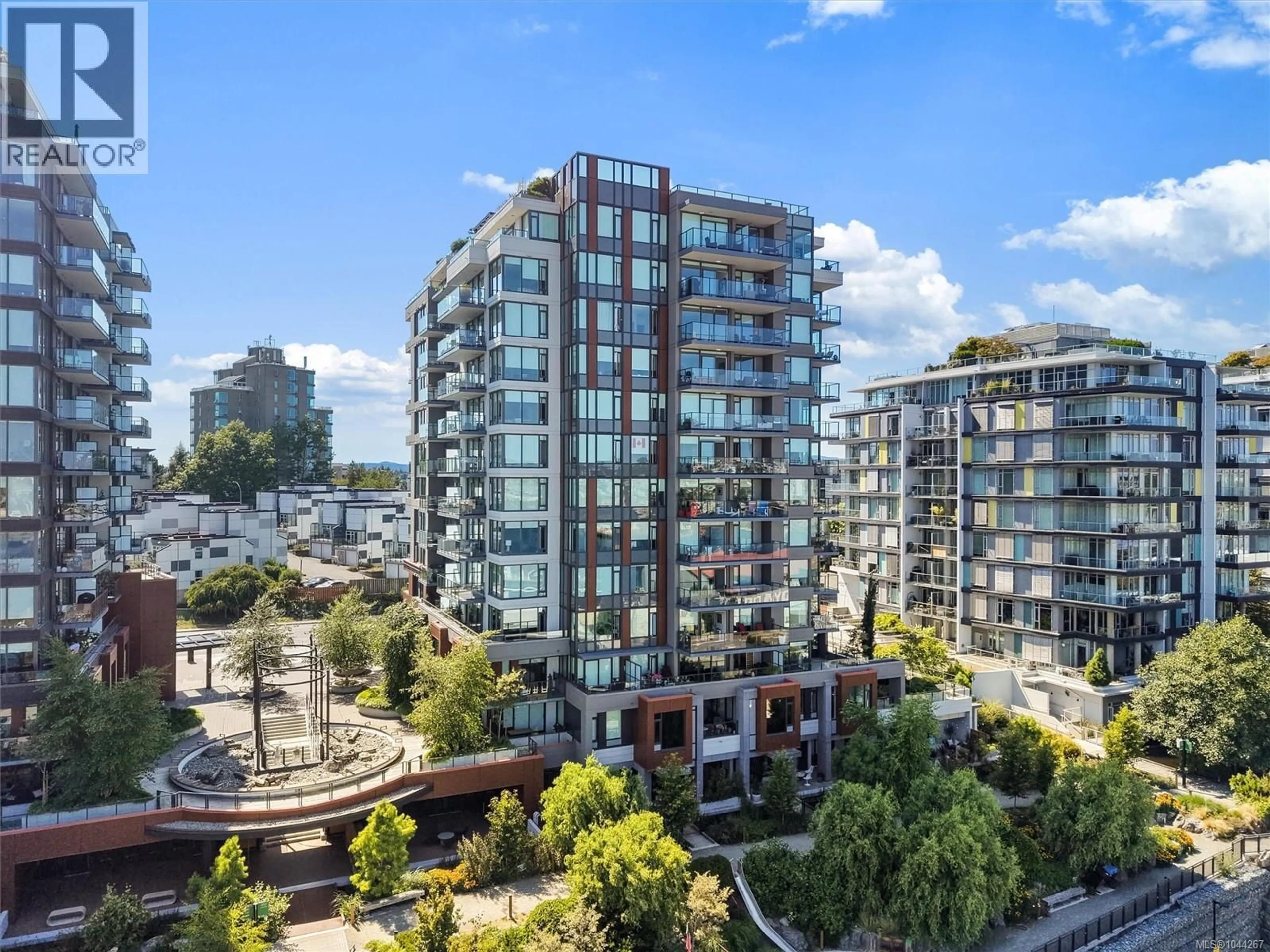 A pic from outside/outdoor area/front of a property/back of a property/a pic from drone, city buildings view from balcony for 905 - 369 TYEE ROAD, Victoria British Columbia V9A0B6