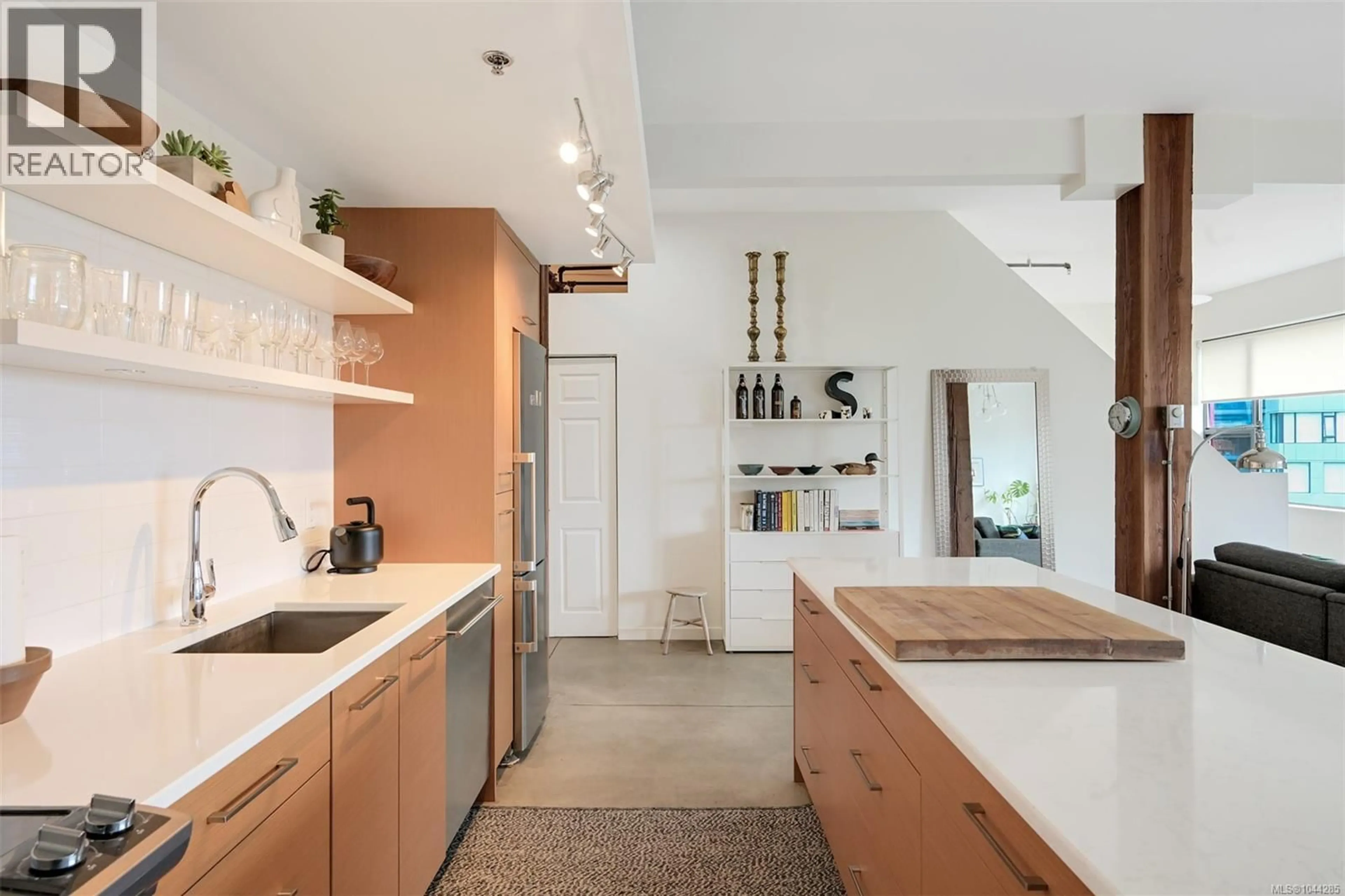 Contemporary kitchen, ceramic/tile floor for 303 - 455 SITKUM ROAD, Victoria British Columbia V9A7N9