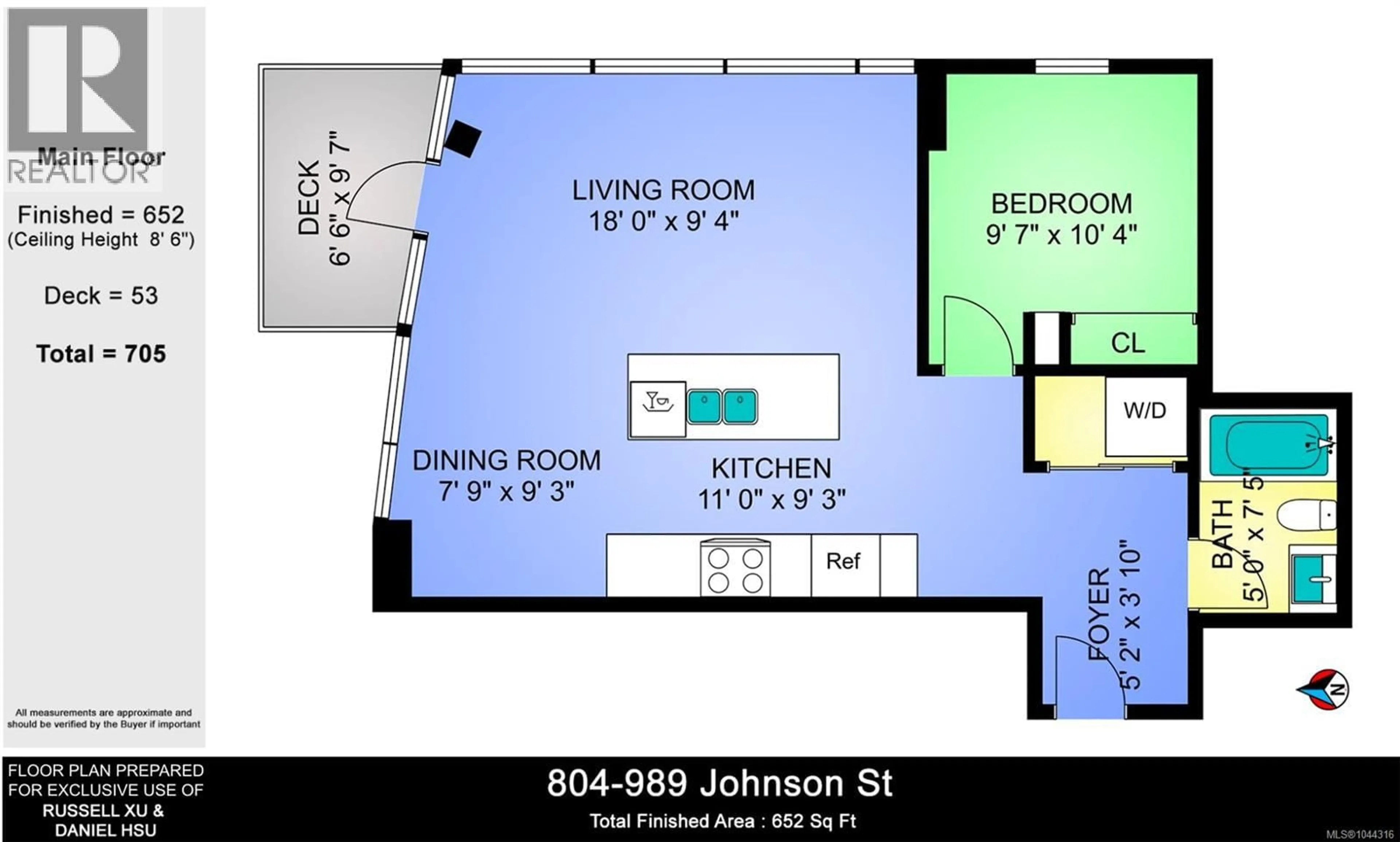 Floor plan for 804 - 989 JOHNSON STREET, Victoria British Columbia V8V0E3
