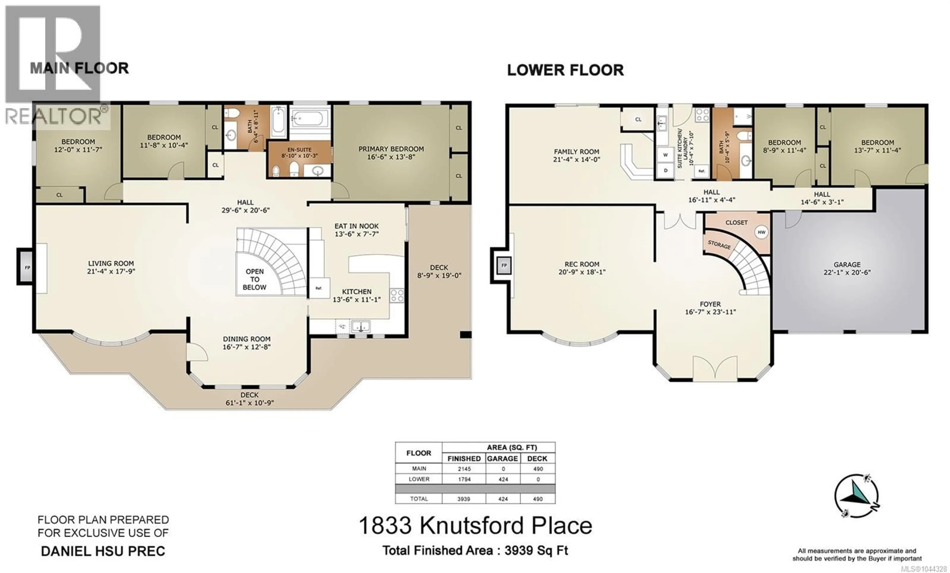 Floor plan for 1833 KNUTSFORD PLACE, Saanich British Columbia V8N6E3