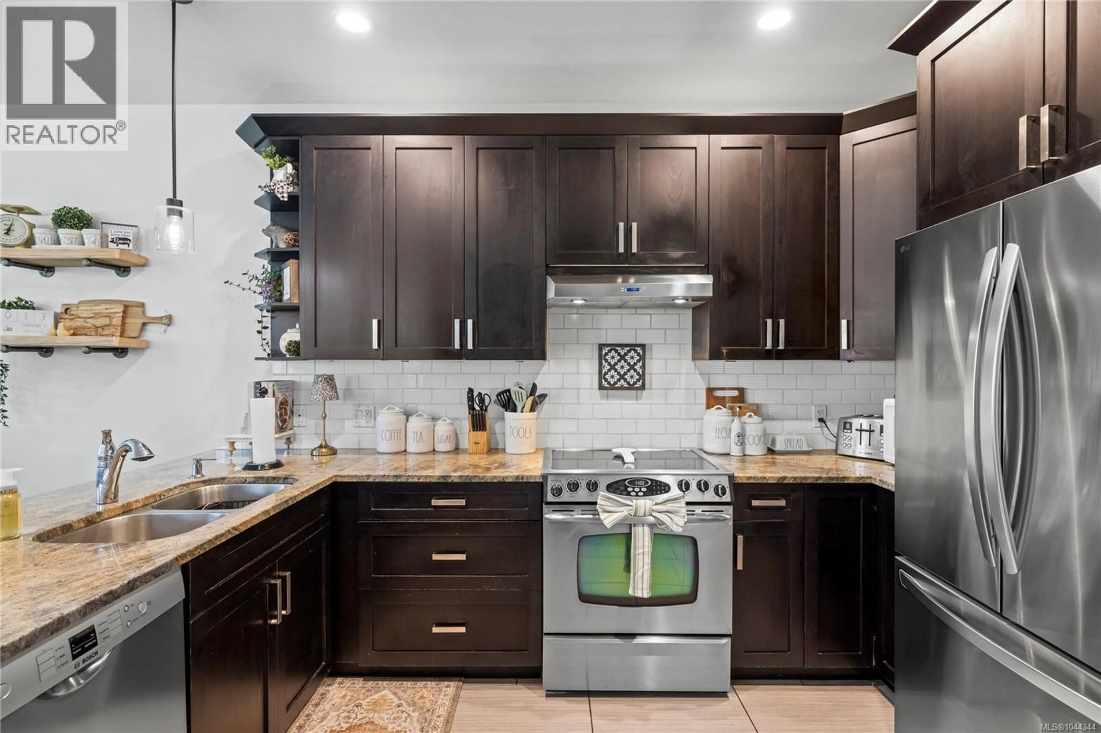 Contemporary kitchen, ceramic/tile floor for 6228 WASHINGTON WAY, Nanaimo British Columbia V9T0A3