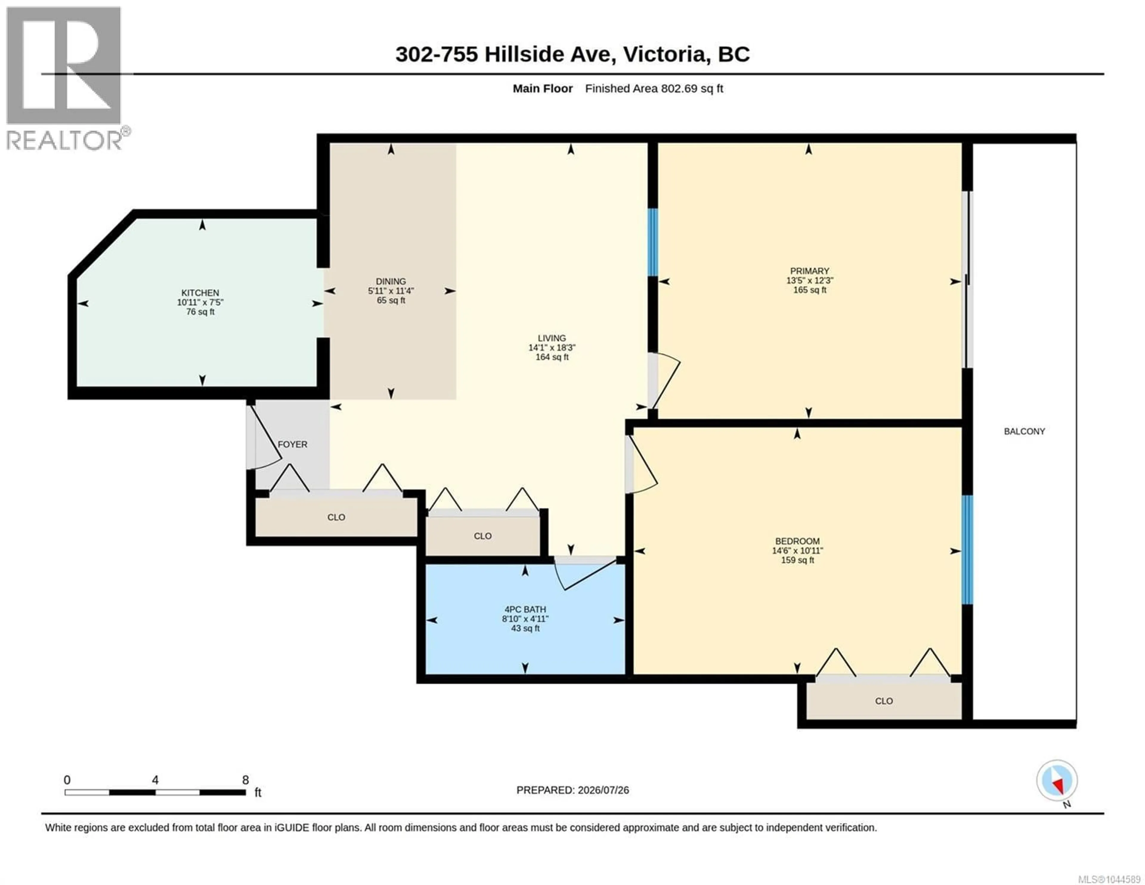 Floor plan for 302 - 755 HILLSIDE AVENUE, Victoria British Columbia V8T5B3