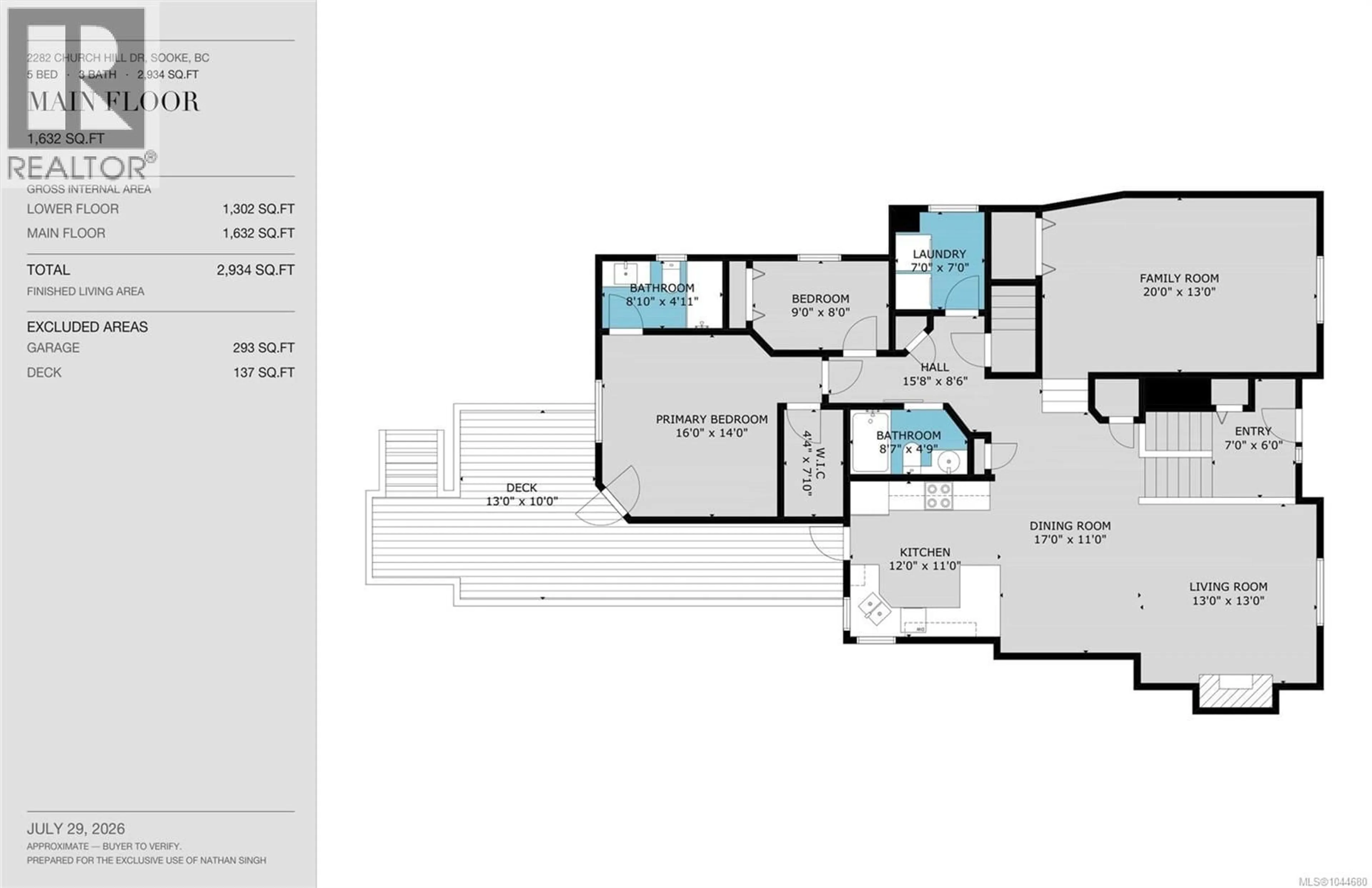 Floor plan for 2282 CHURCH HILL DRIVE, Sooke British Columbia V9Z0W3
