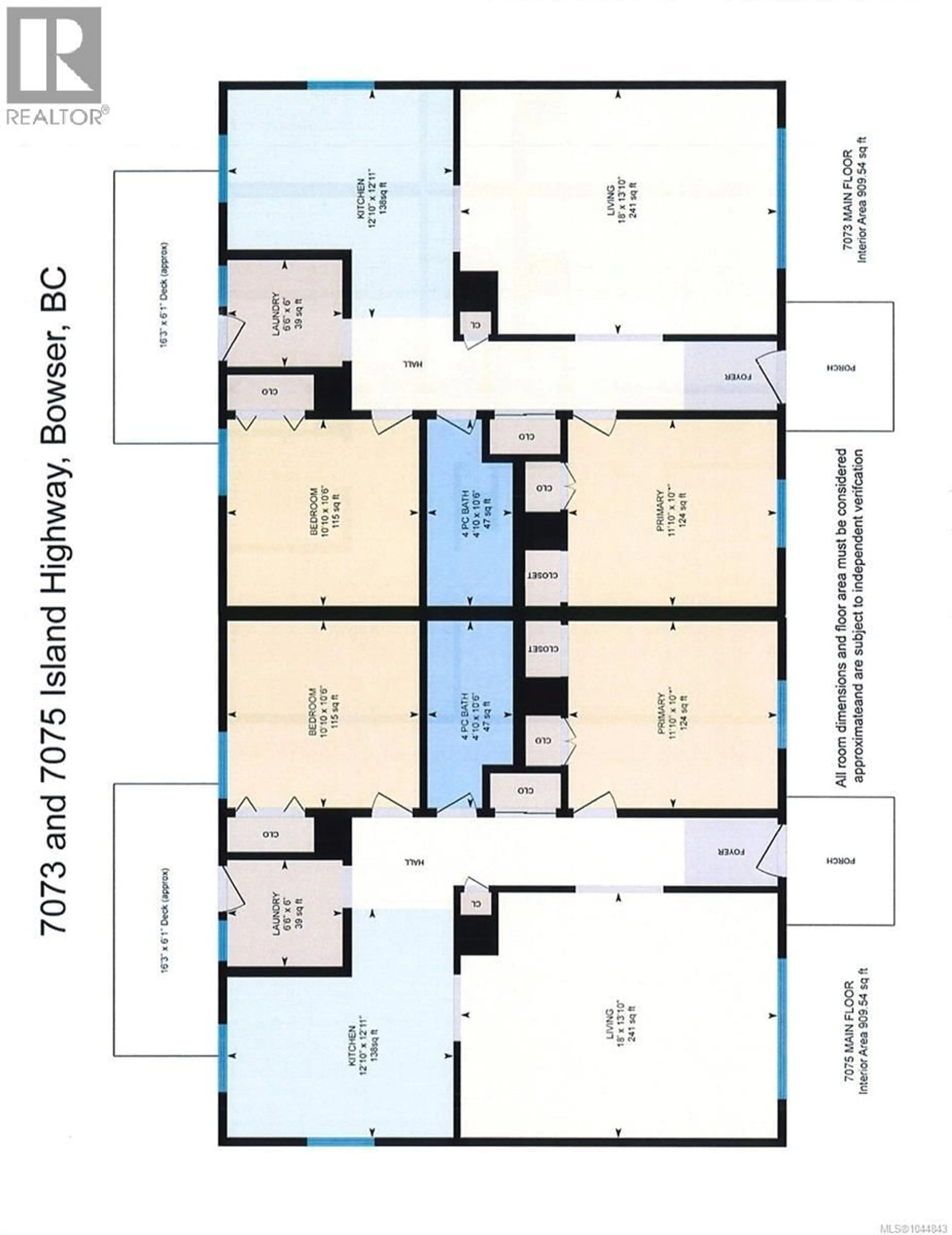 Floor plan for 7073 &7075 ISLAND HIGHWAY, Bowser British Columbia V0R1G0