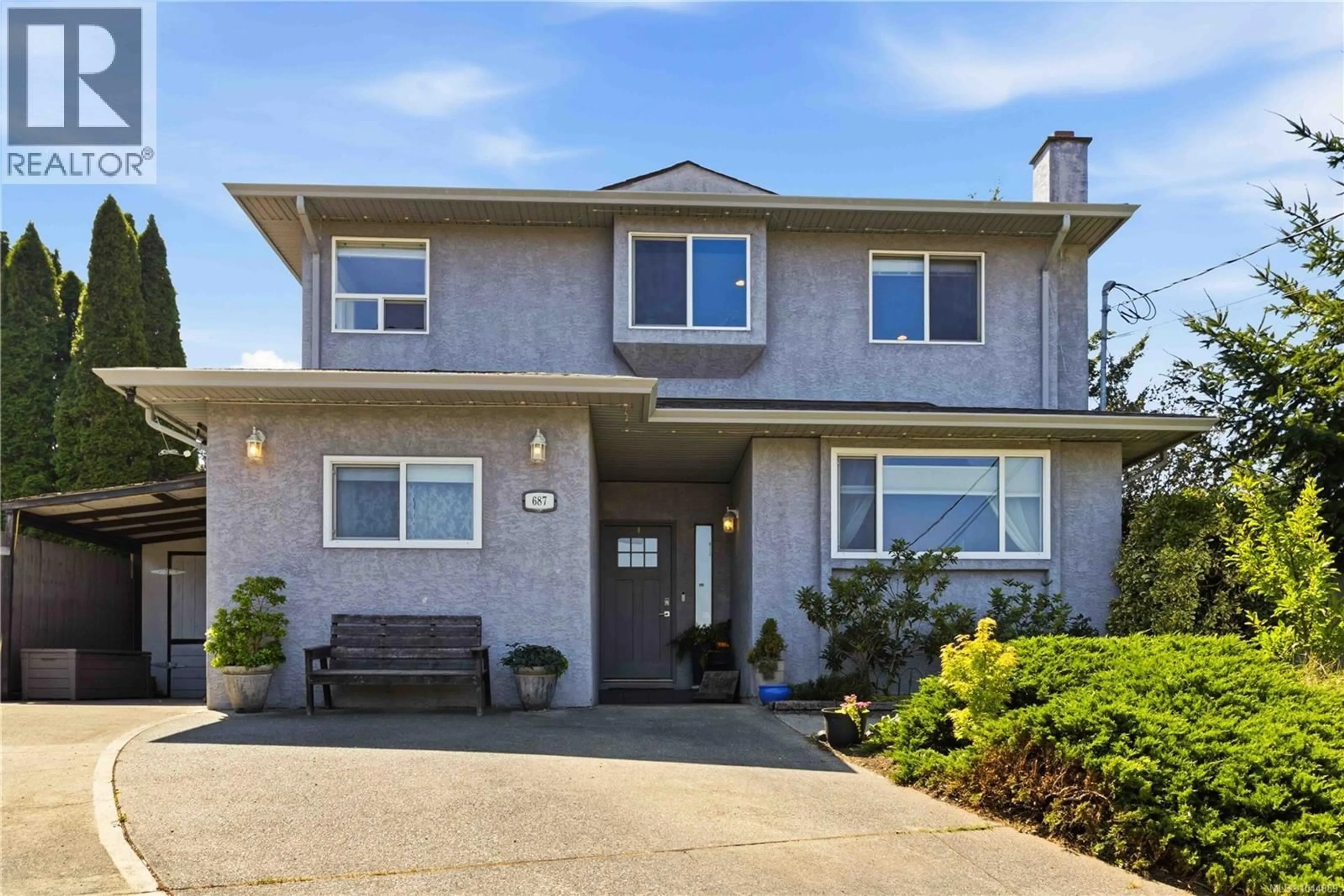 Home with vinyl exterior material, street for 687 DAYMEER PLACE, Langford British Columbia V9B5M4