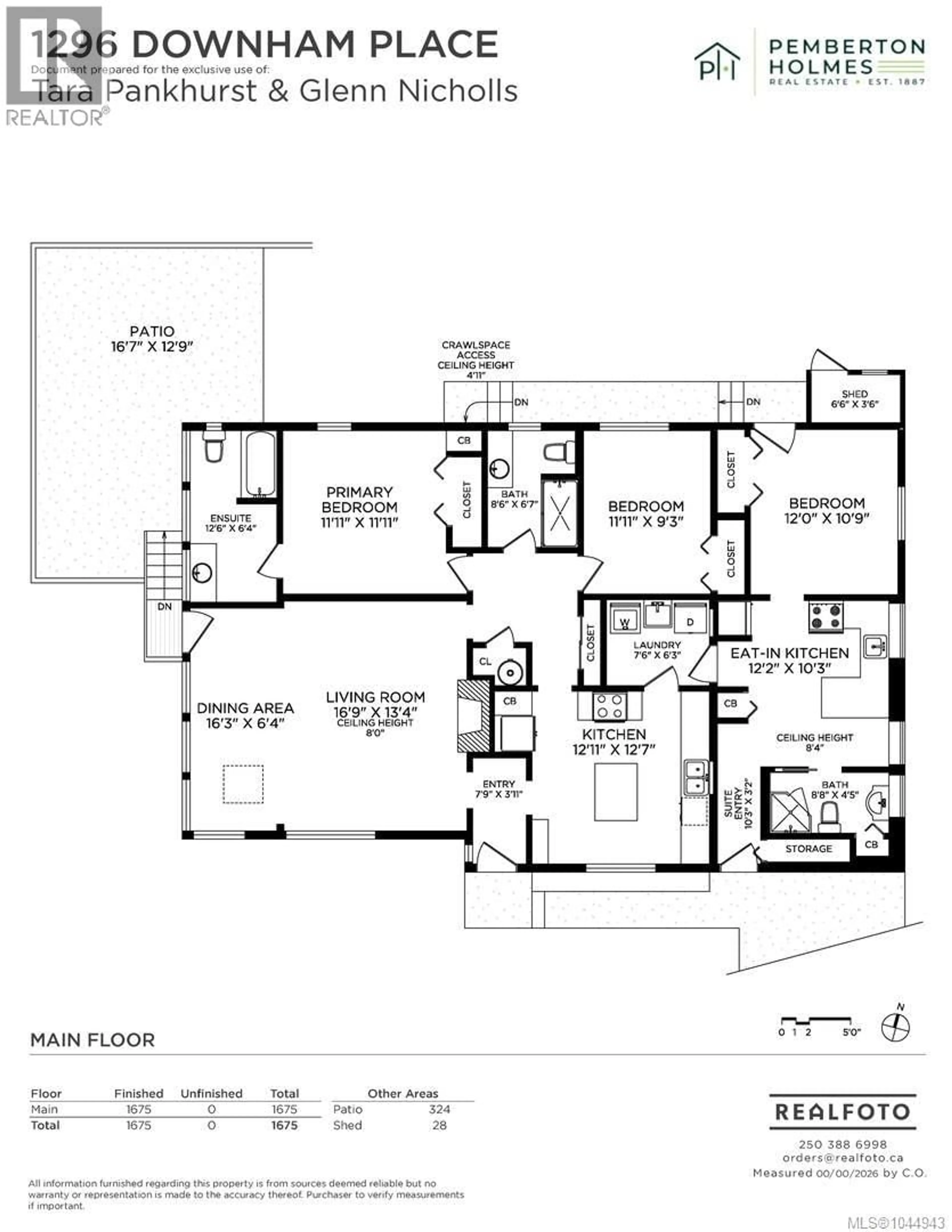 Floor plan for 1296 DOWNHAM PLACE, Saanich British Columbia V8P2K4