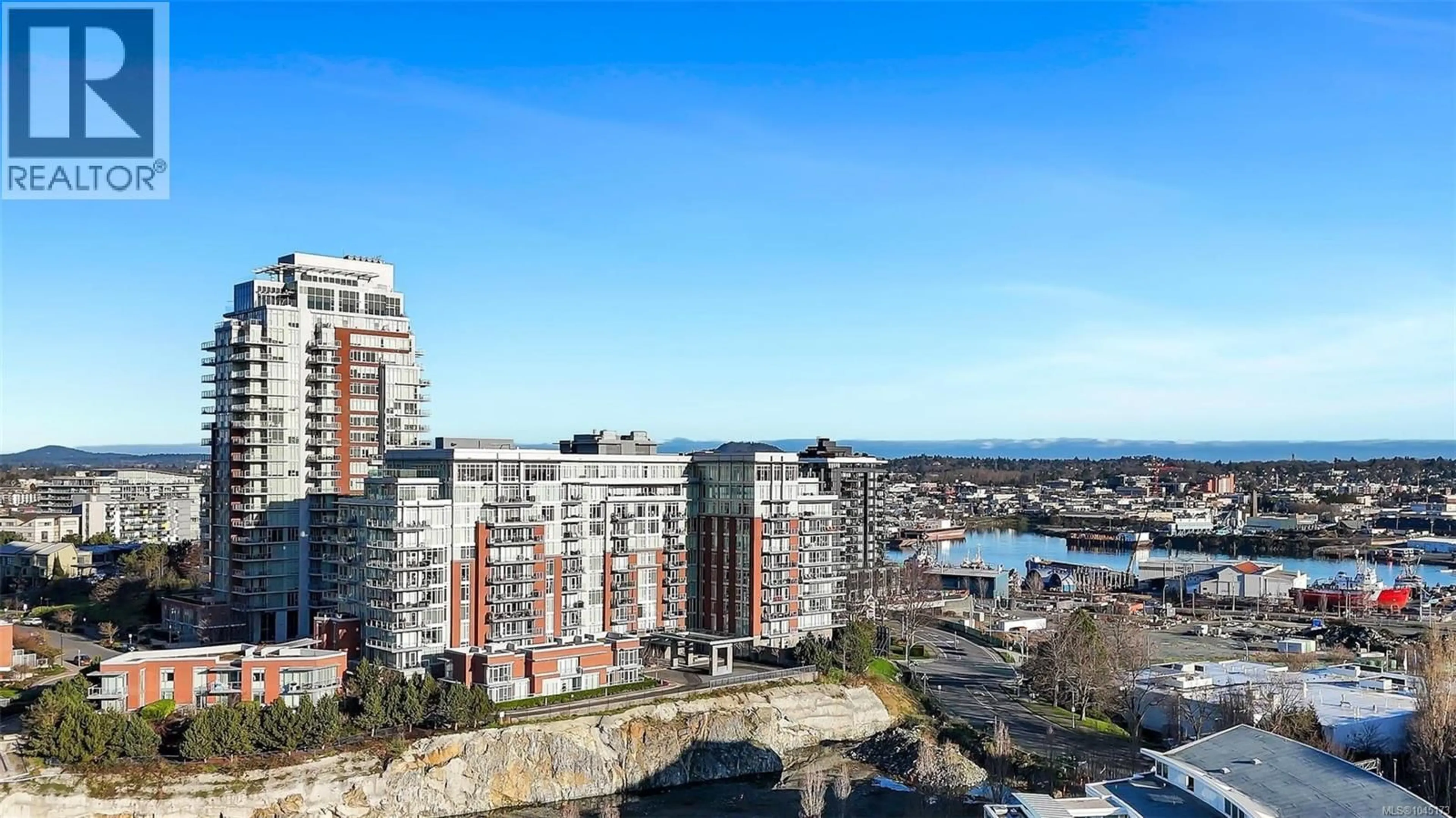A pic from outside/outdoor area/front of a property/back of a property/a pic from drone, city buildings view from balcony for 702 - 83 SAGHALIE ROAD, Victoria British Columbia V9A0E7