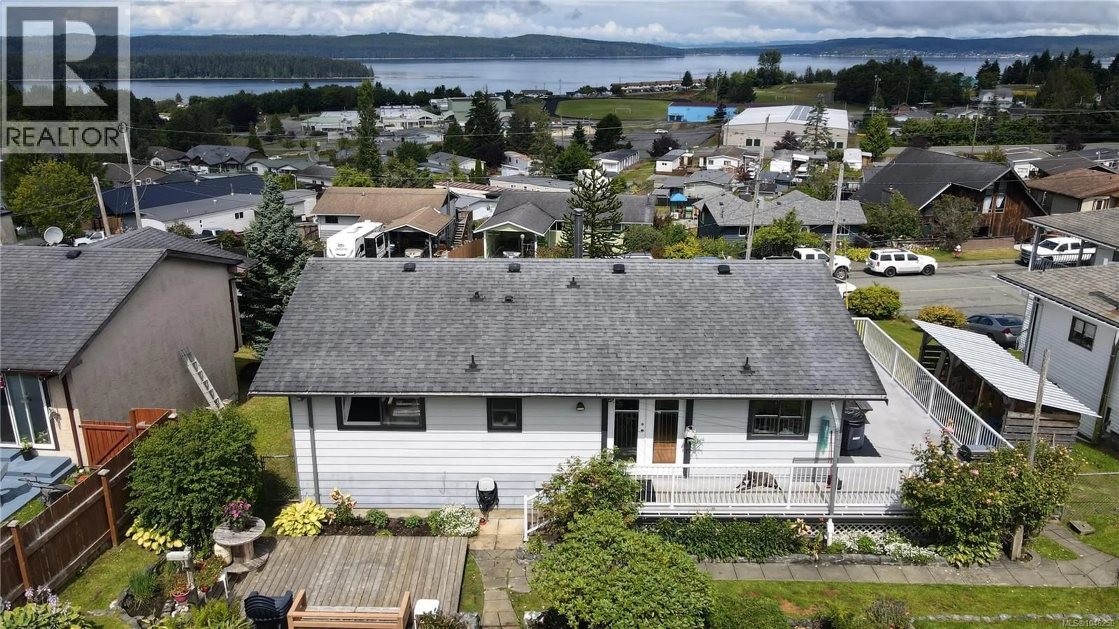 A pic from outside/outdoor area/front of a property/back of a property/a pic from drone, water/lake/river/ocean view for 2273 CHELOHSIN CRESCENT, Port McNeill British Columbia V0N2R0