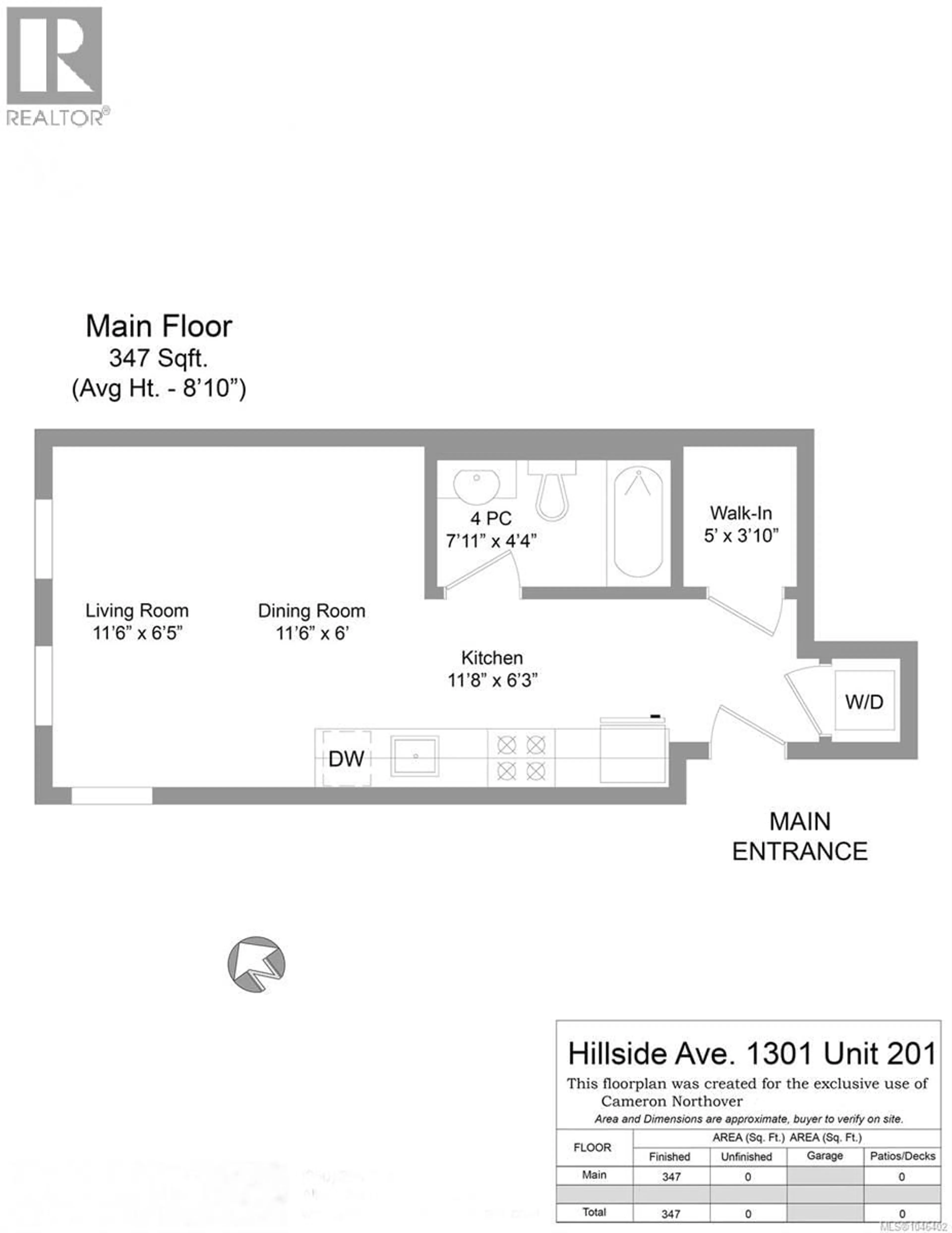 Floor plan for 201 - 1301 HILLSIDE AVENUE, Victoria British Columbia V8T2B3