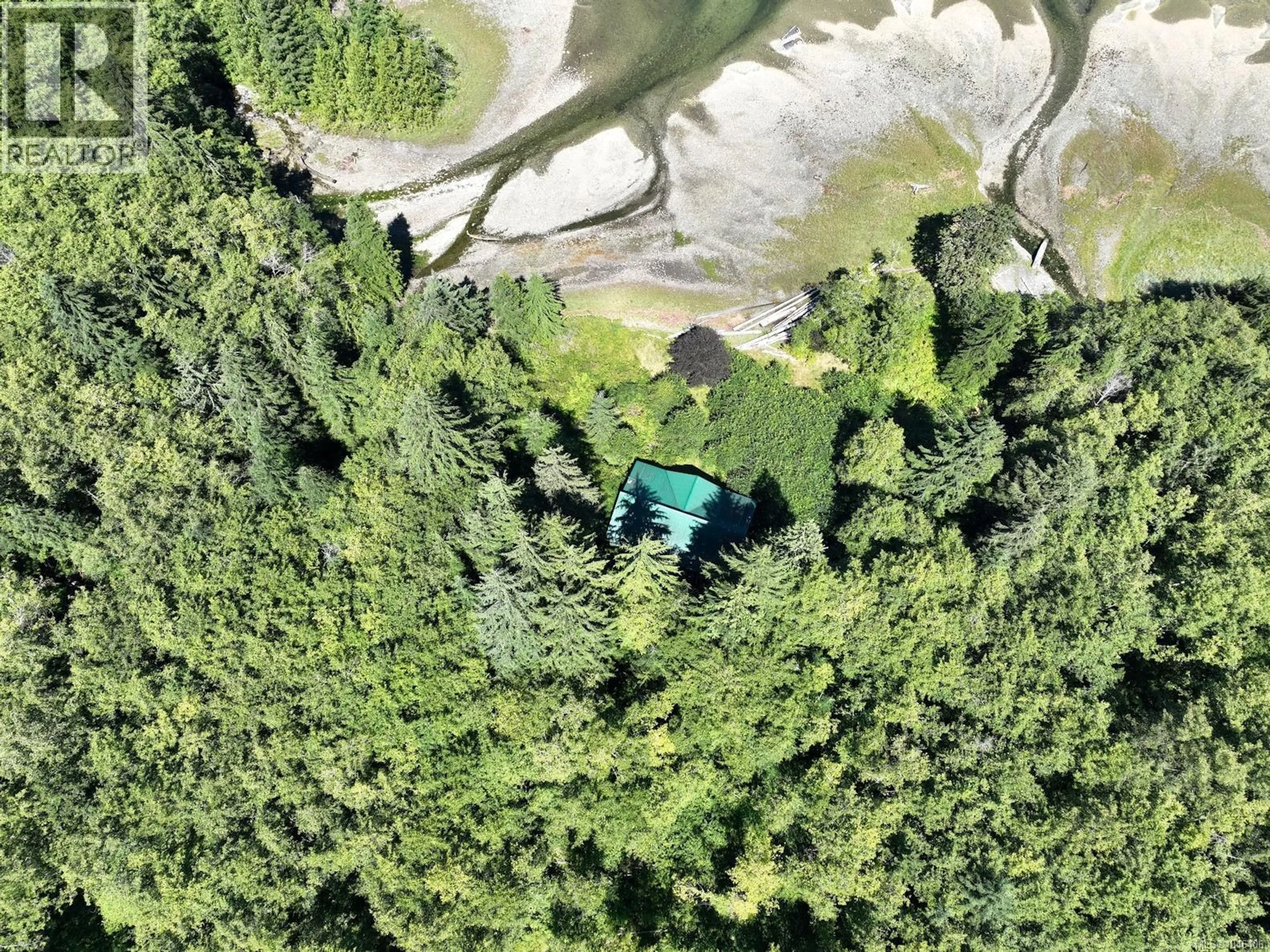 A pic from outside/outdoor area/front of a property/back of a property/a pic from drone, forest/trees view for DL389 MCBRIDE BAY, Nootka Island British Columbia V0P1X0