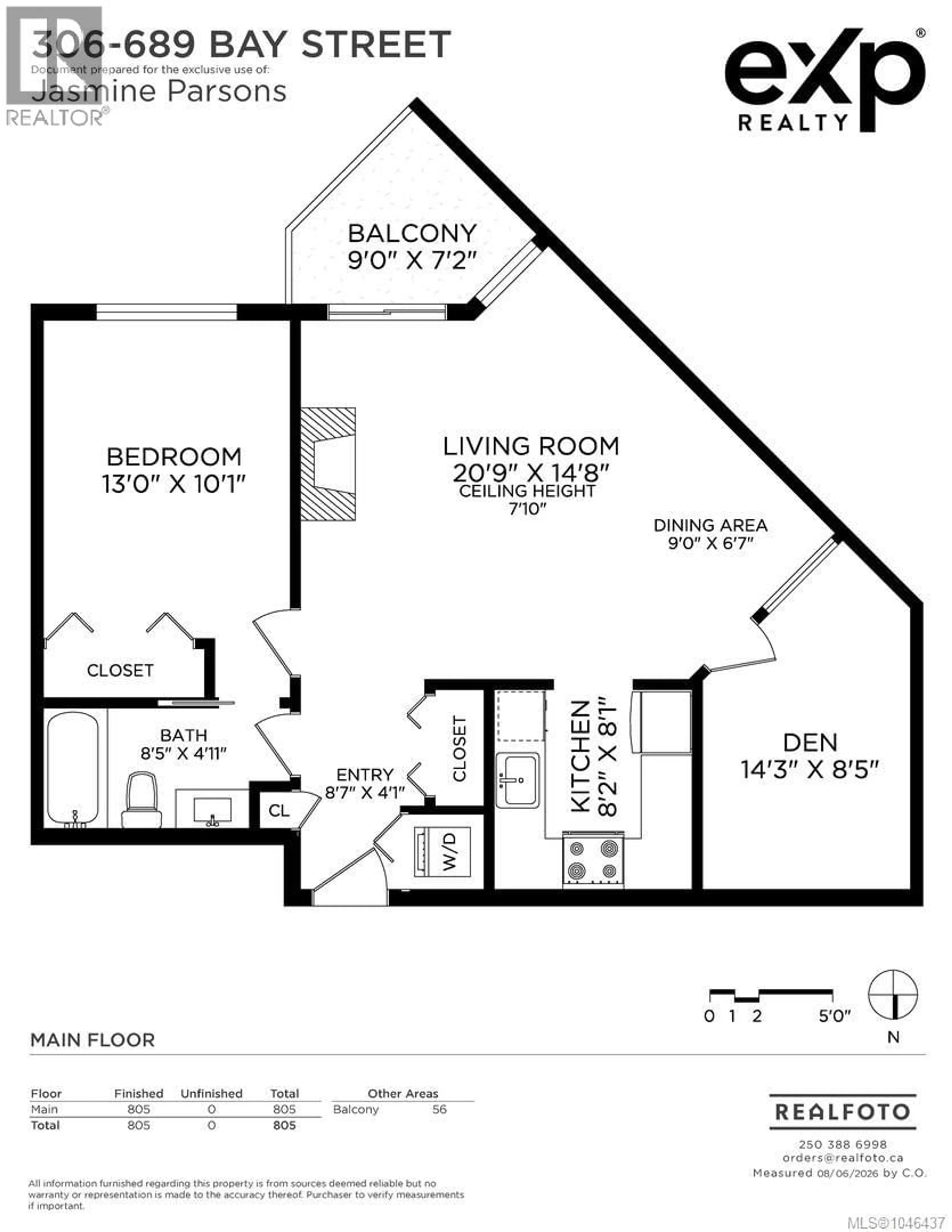 Floor plan for 306 - 689 BAY STREET, Victoria British Columbia V8T5H9