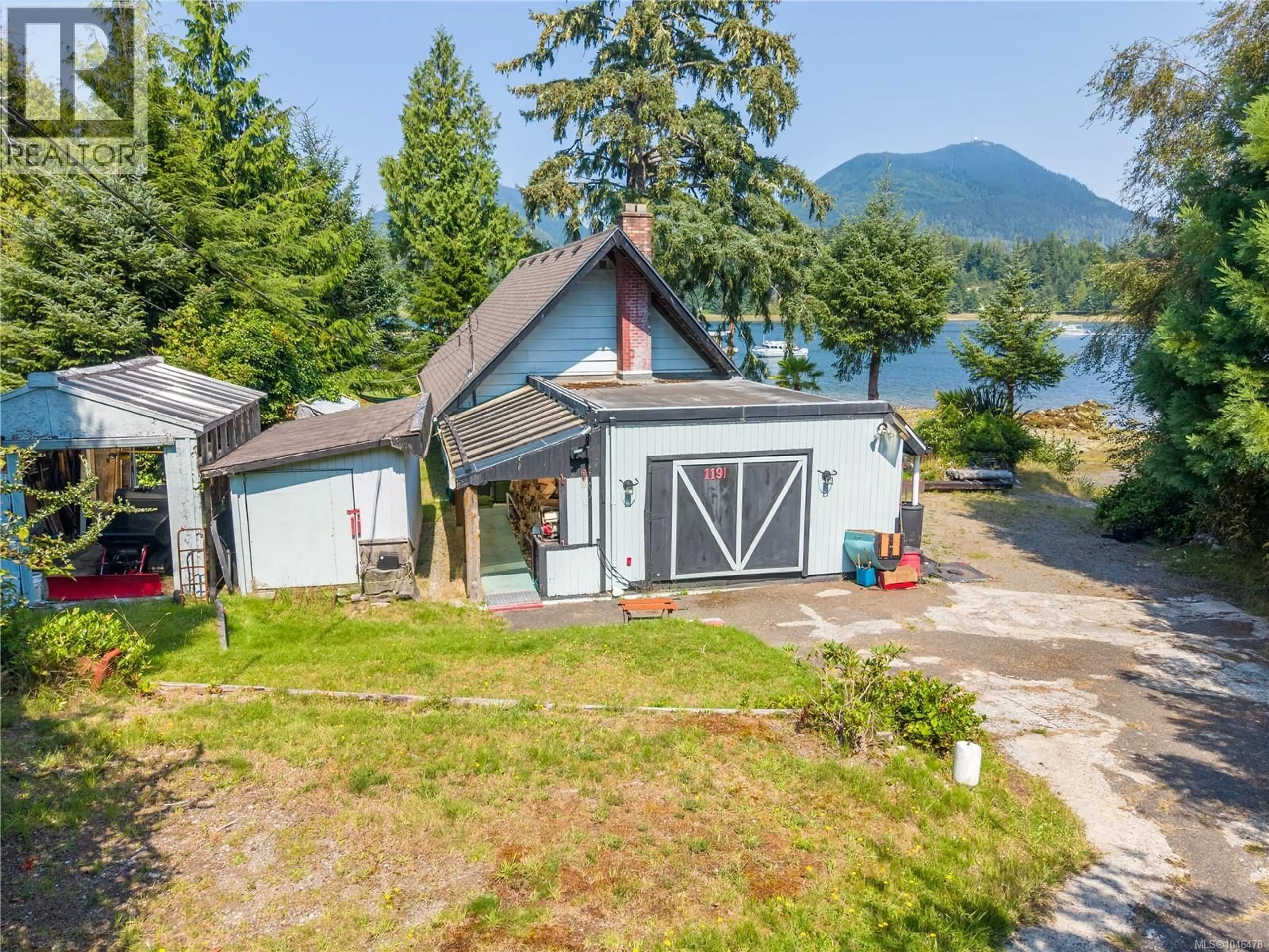 A pic from outside/outdoor area/front of a property/back of a property/a pic from drone, water/lake/river/ocean view for 1191 EBER ROAD, Ucluelet British Columbia V0R3A0