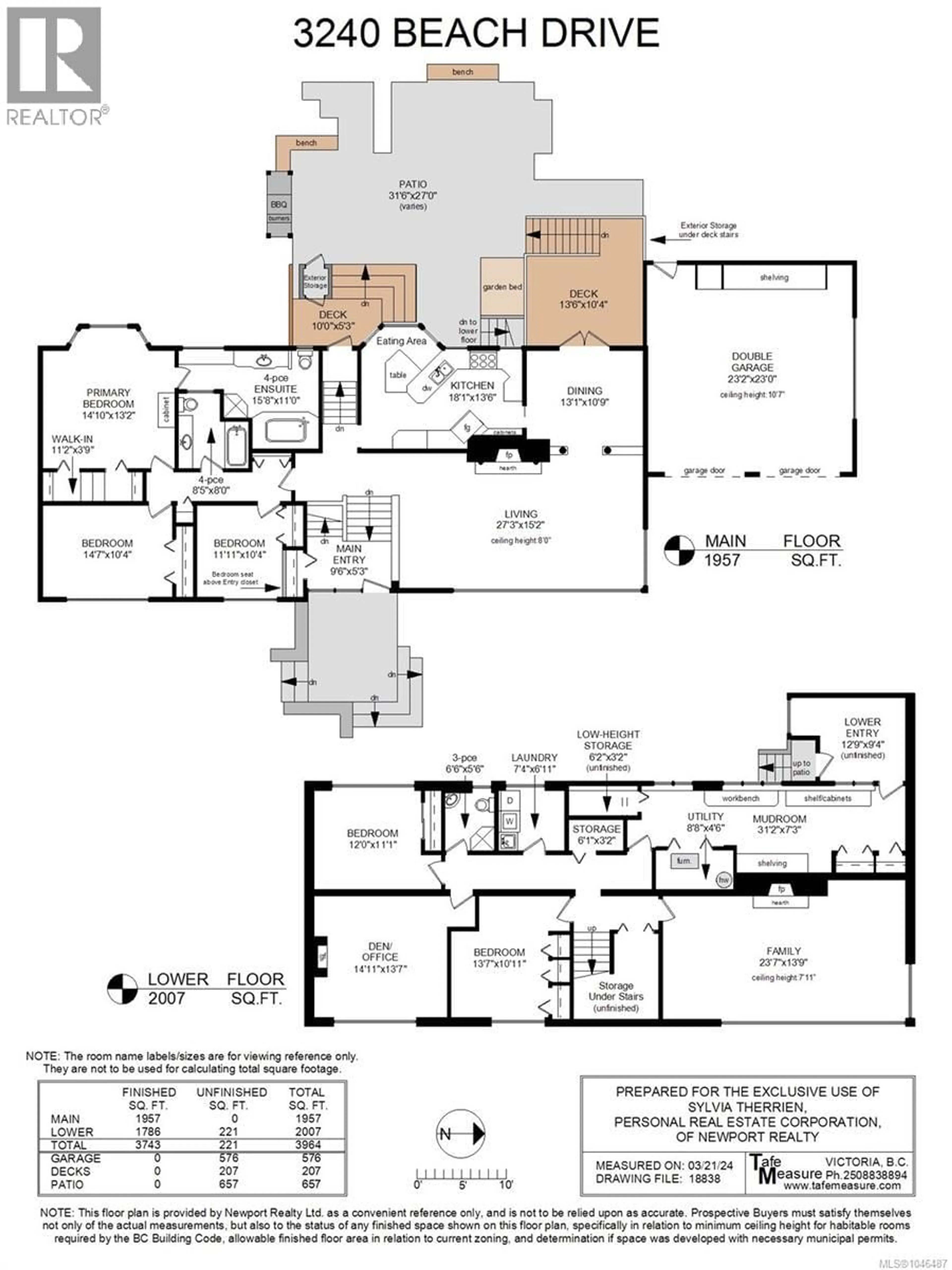 Floor plan for 3240 BEACH DRIVE, Oak Bay British Columbia V8R6L8