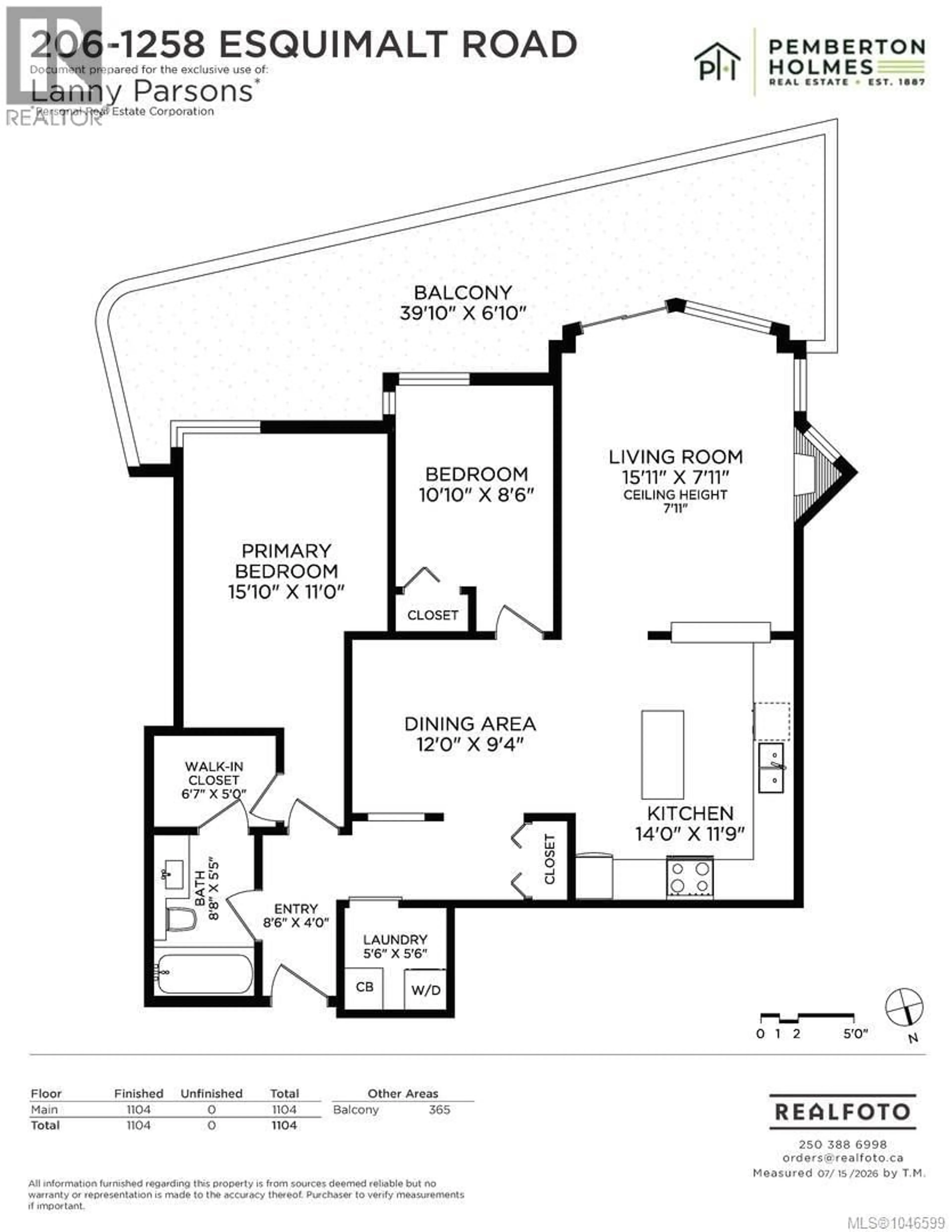 Floor plan for 206 - 1258 ESQUIMALT ROAD, Esquimalt British Columbia V9A3P3