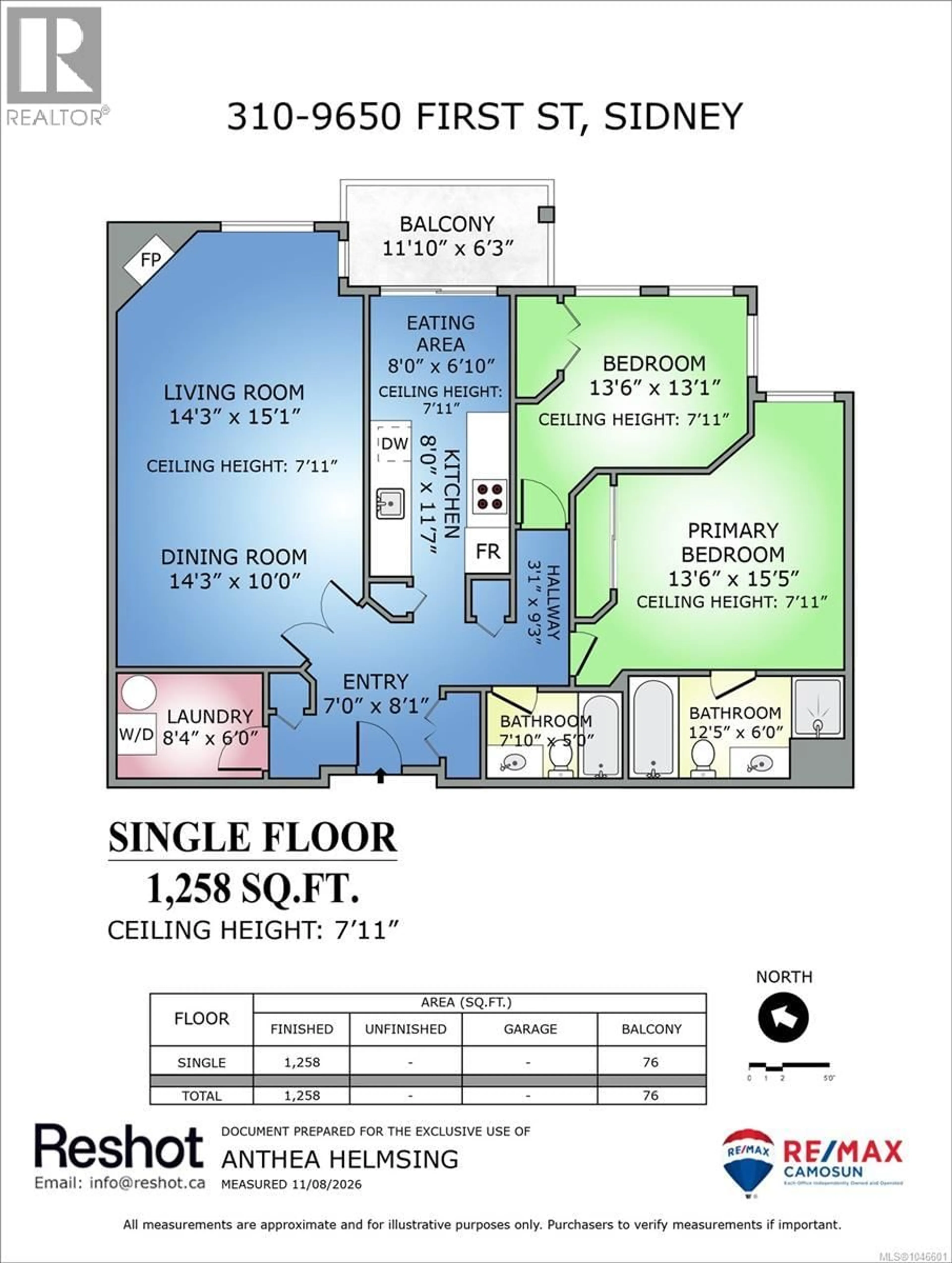 Floor plan for 310 - 9650 FIRST STREET, Sidney British Columbia V8L3C9