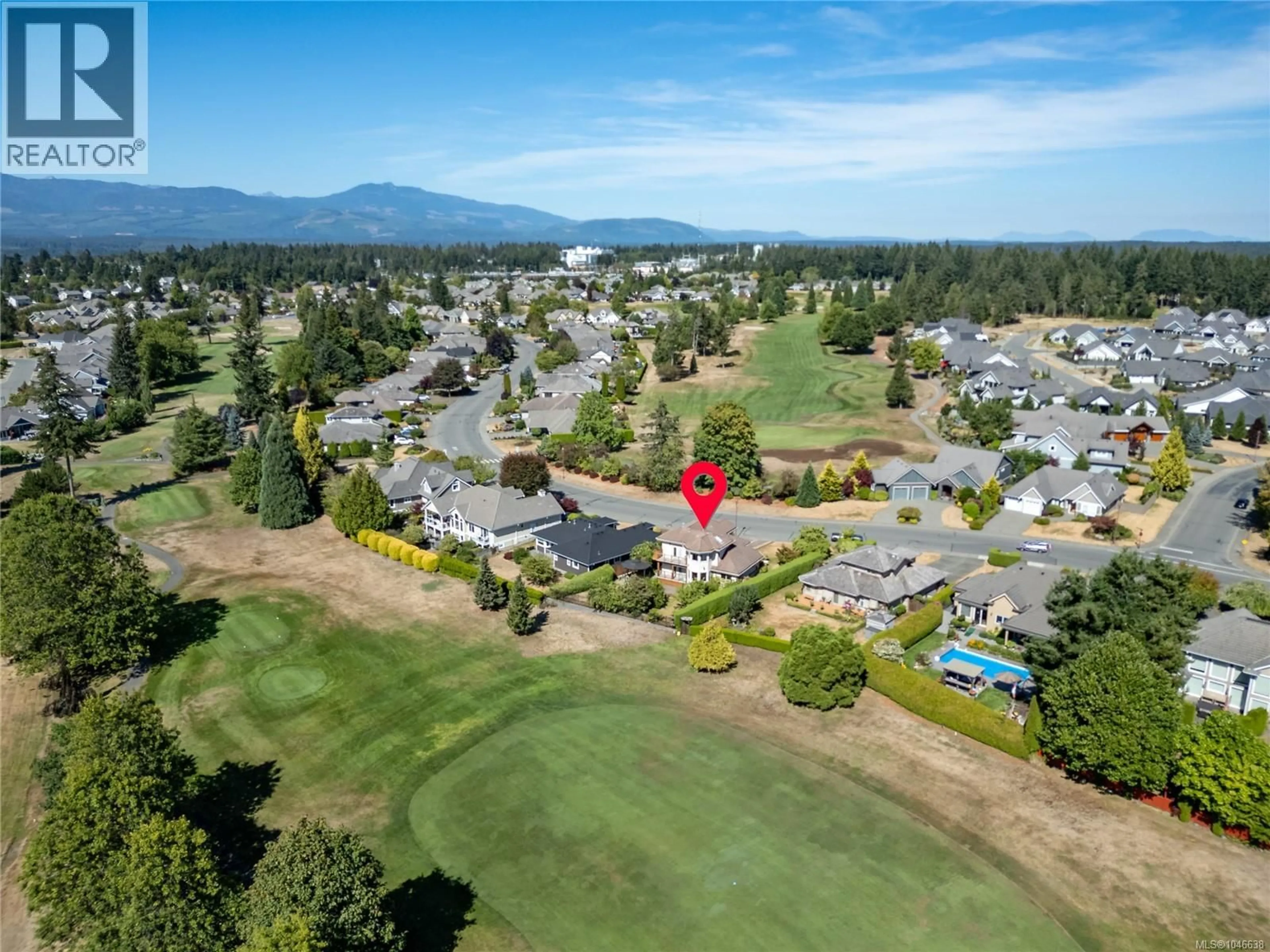 A pic from outside/outdoor area/front of a property/back of a property/a pic from drone, mountain view for 3165 ROYAL VISTA WAY, Courtenay British Columbia V9V1P5