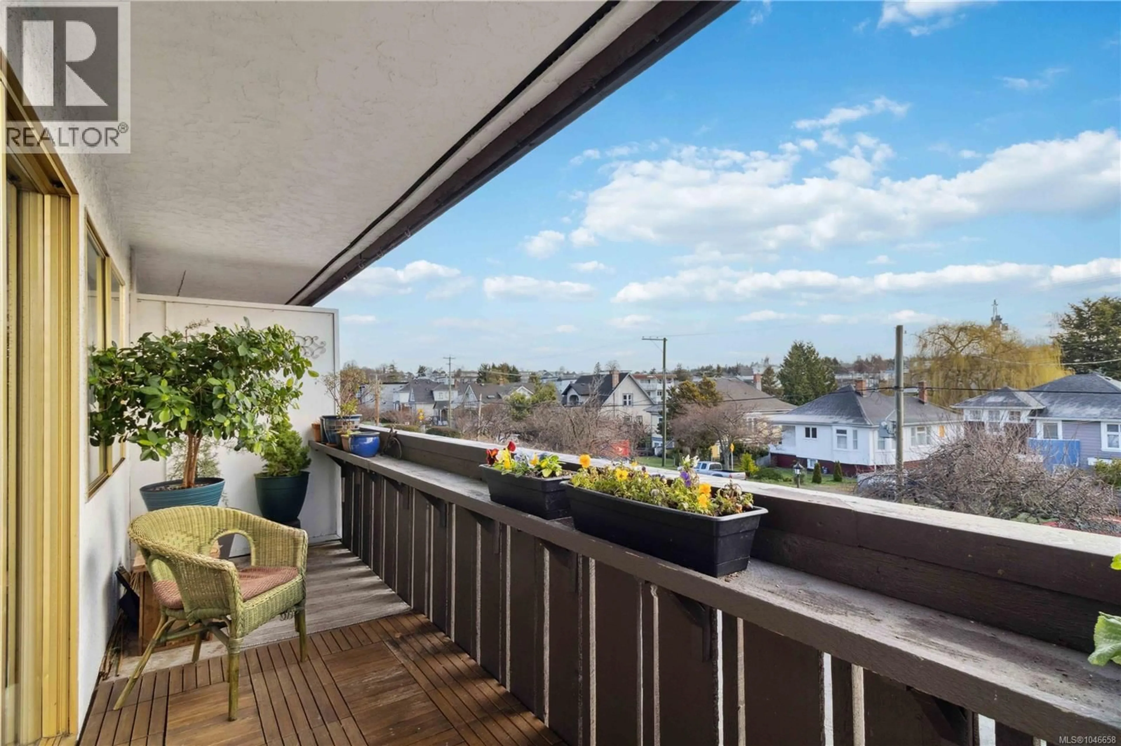Balcony in the apartment, water/lake/river/ocean view for 211 - 964 HEYWOOD AVENUE, Victoria British Columbia V8V2Y5