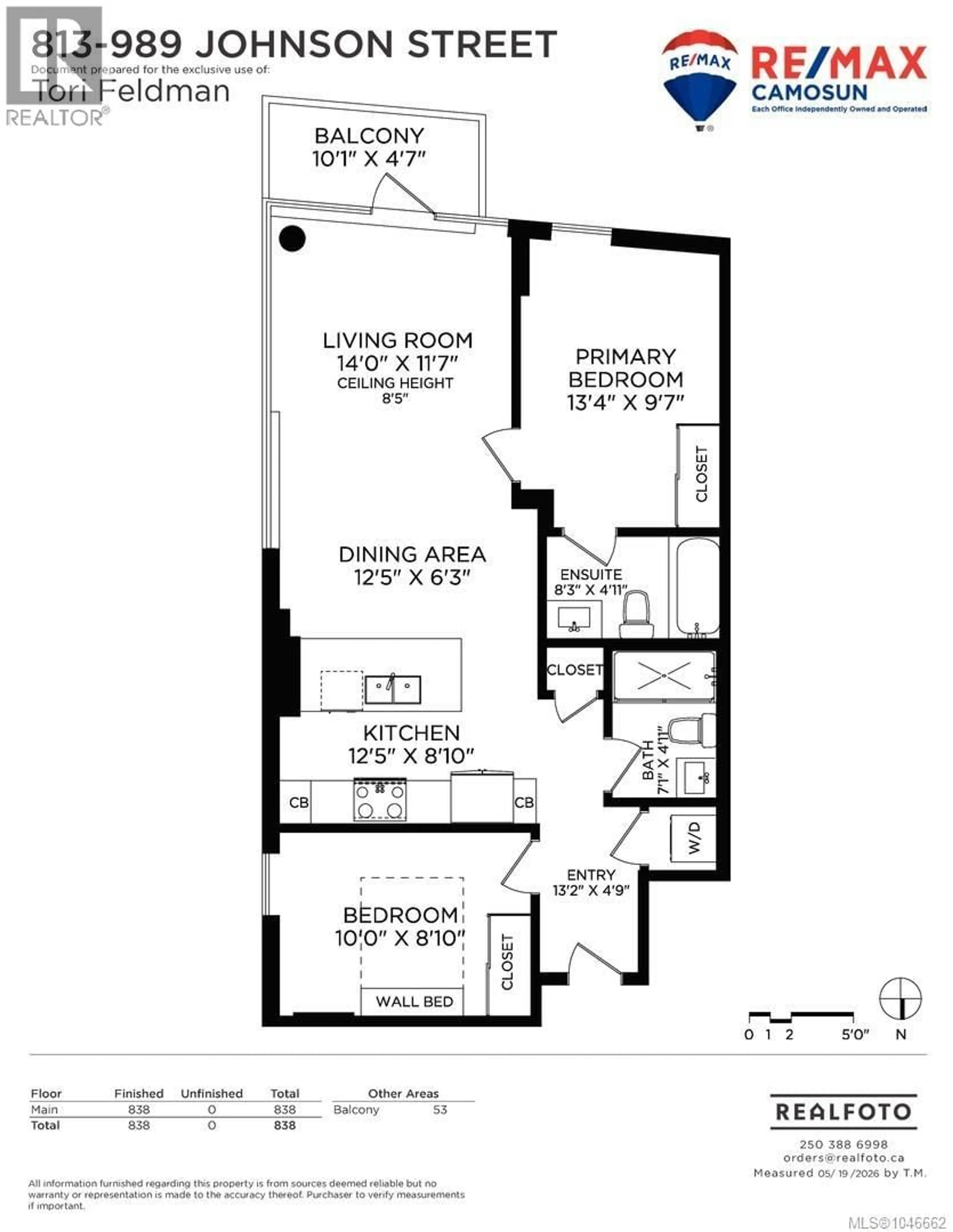 Floor plan for 813 - 989 JOHNSON STREET, Victoria British Columbia V8V0E3