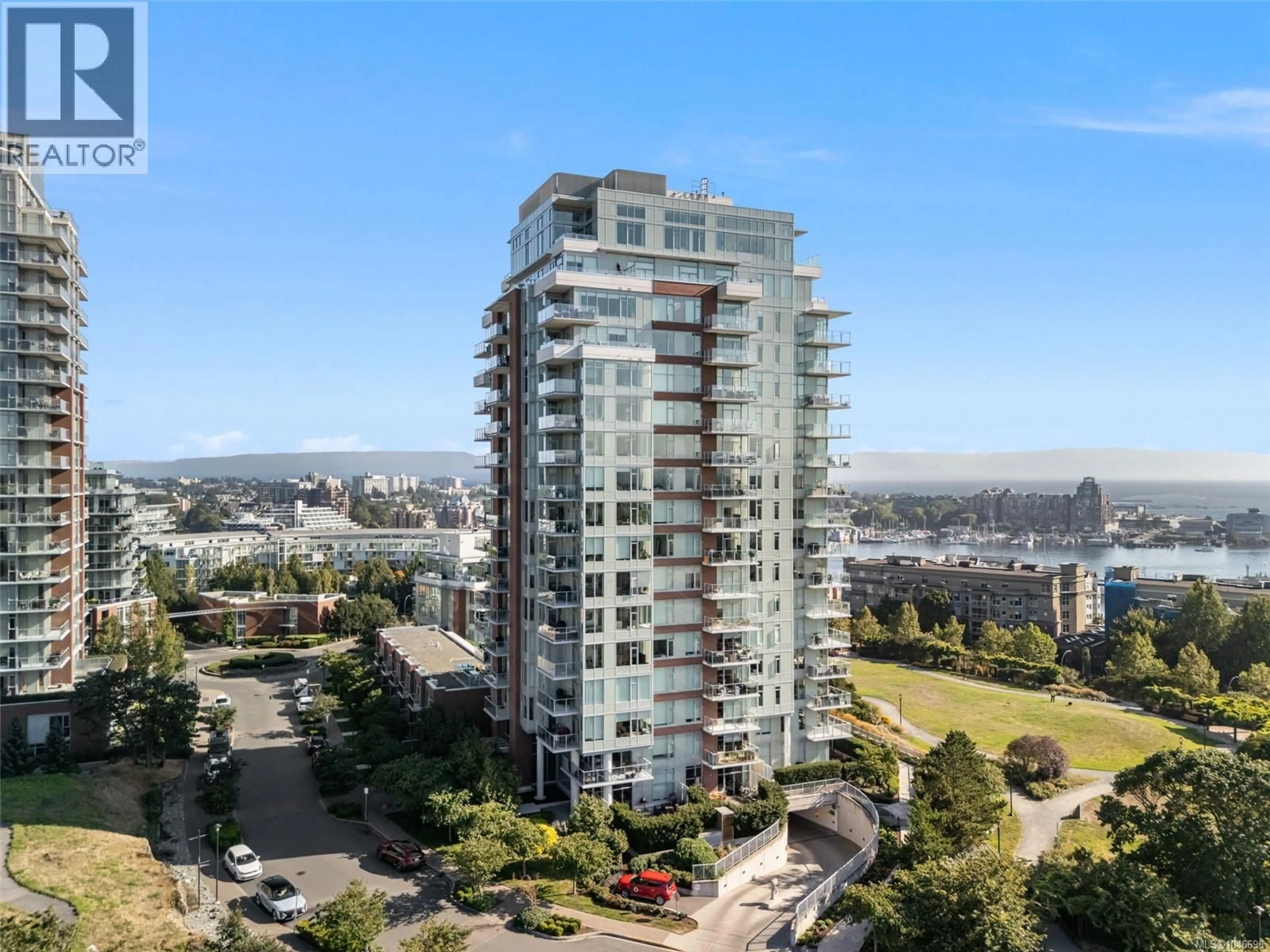 A pic from outside/outdoor area/front of a property/back of a property/a pic from drone, city buildings view from balcony for 605 - 60 SAGHALIE ROAD, Victoria British Columbia V9A0B8