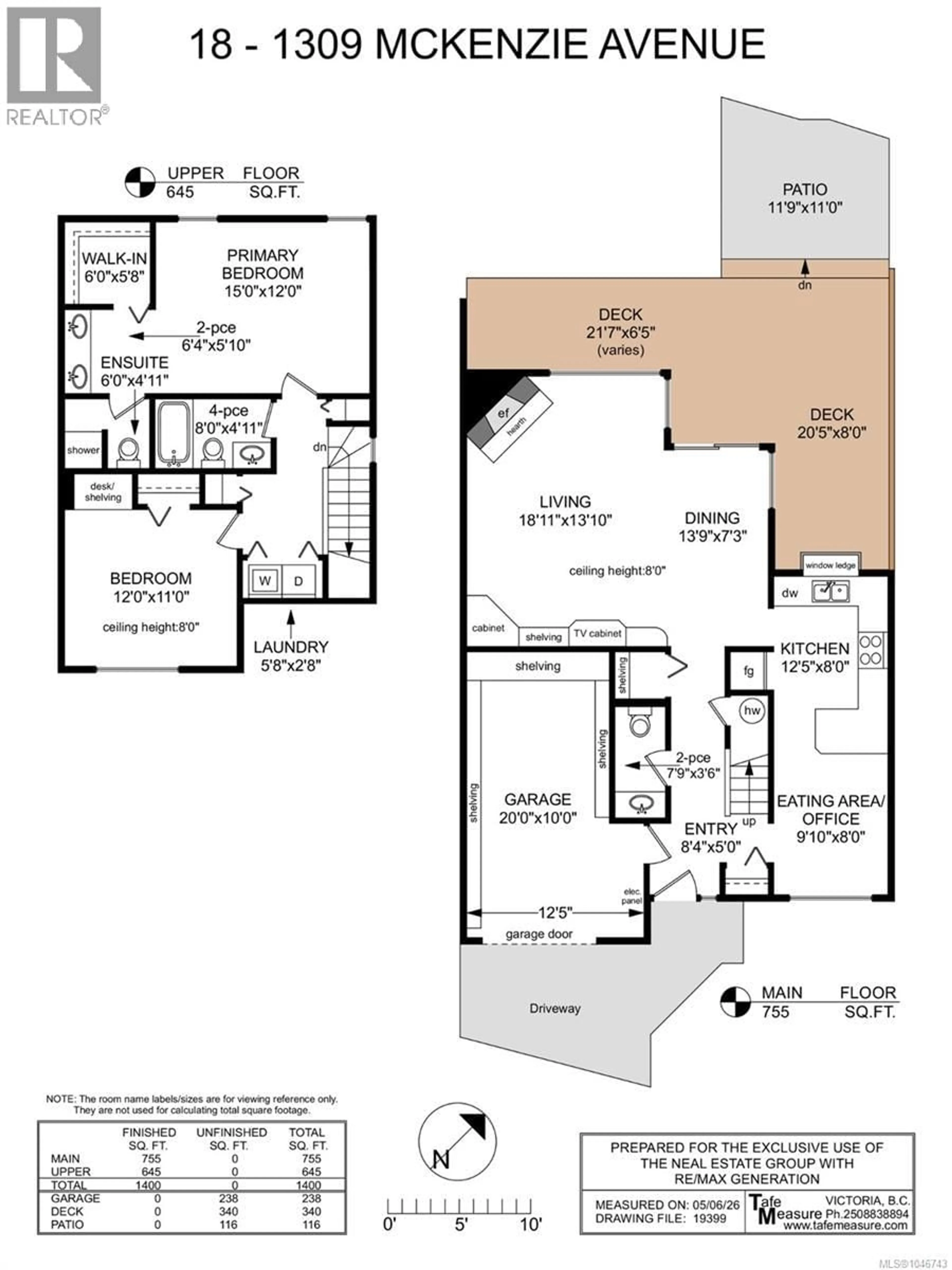 Floor plan for 18 - 1309 MCKENZIE AVENUE, Saanich British Columbia V8P2M1