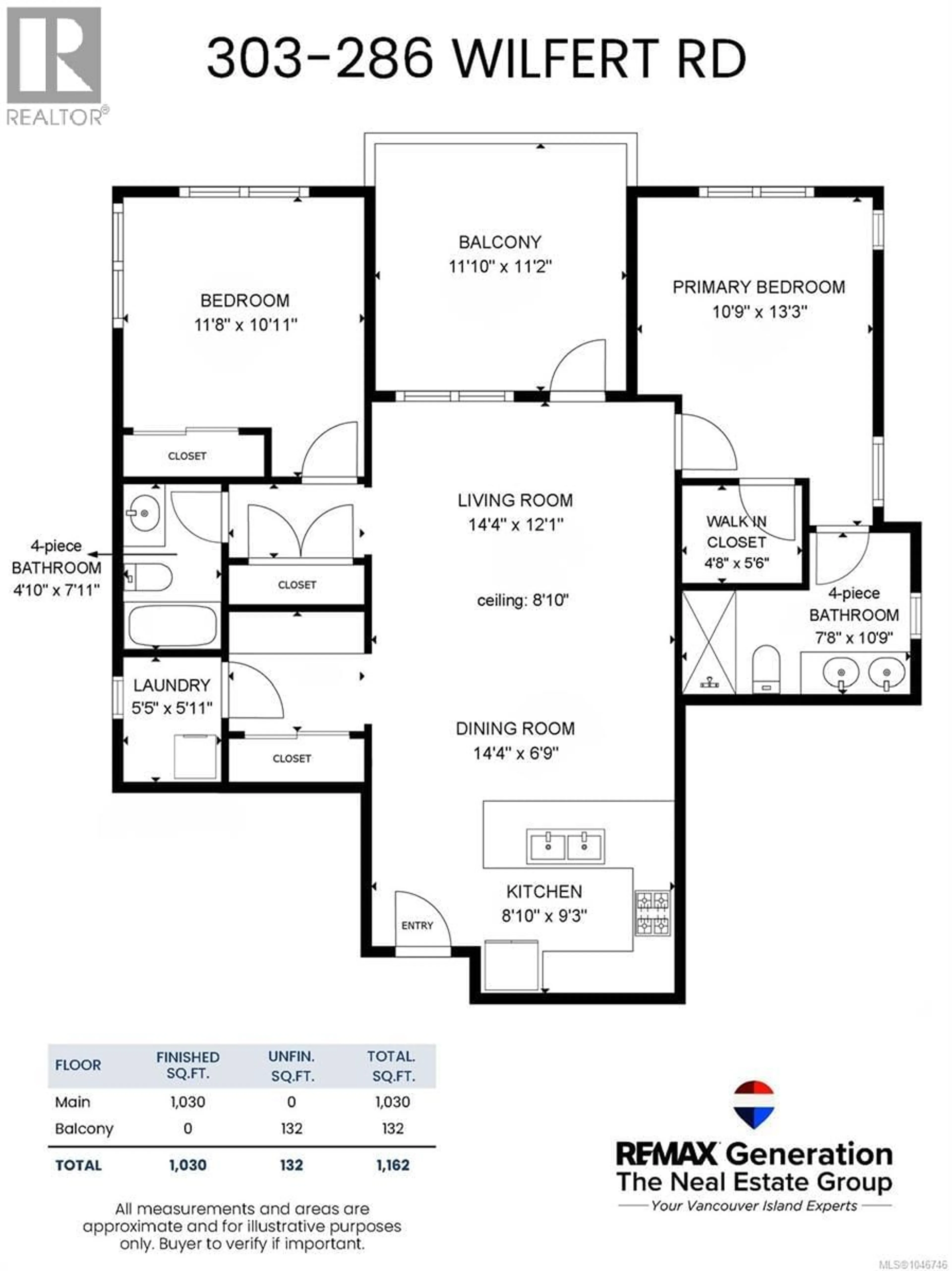 Floor plan for 303 - 286 WILFERT ROAD, View Royal British Columbia V9C0H6