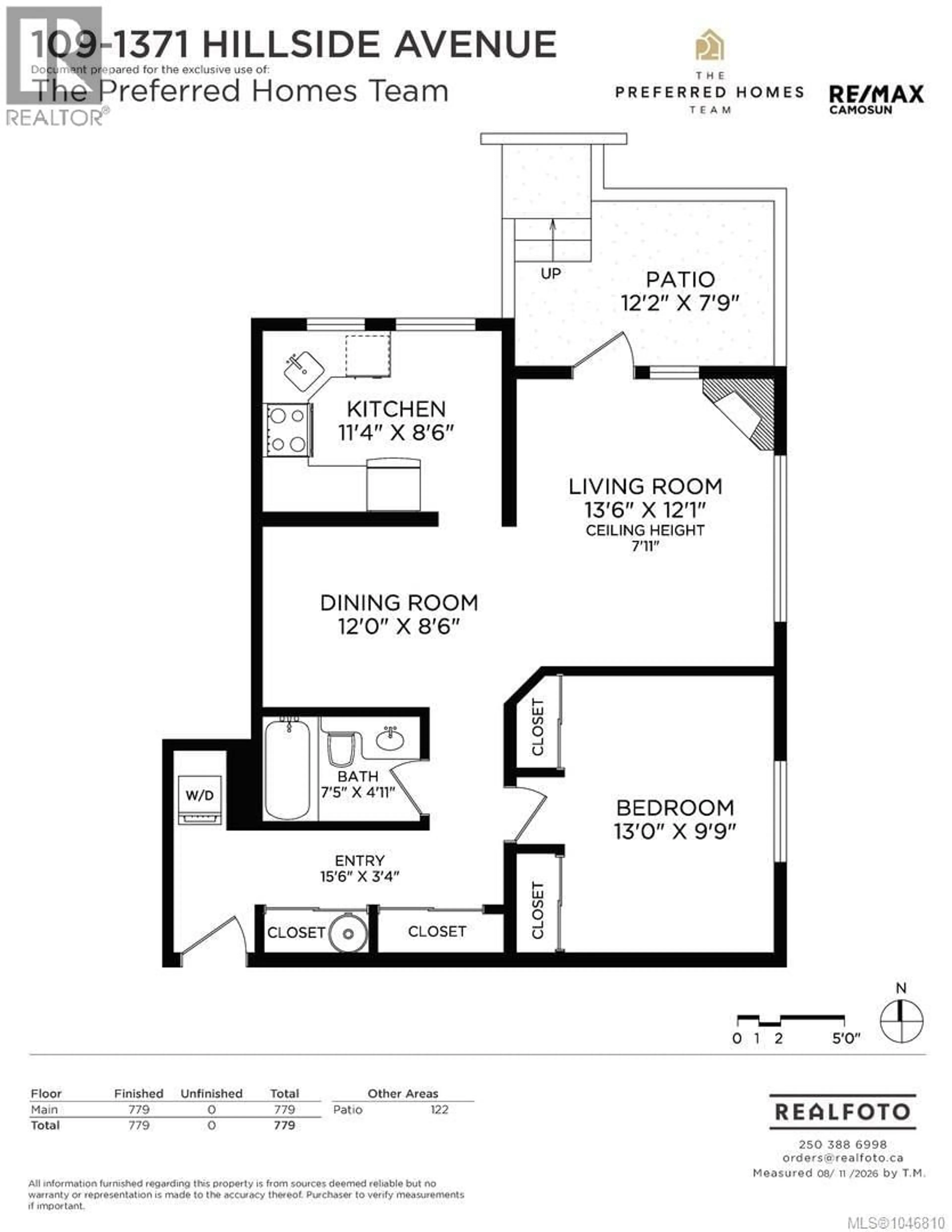 Floor plan for 109 - 1371 HILLSIDE AVENUE, Victoria British Columbia V8T2B3