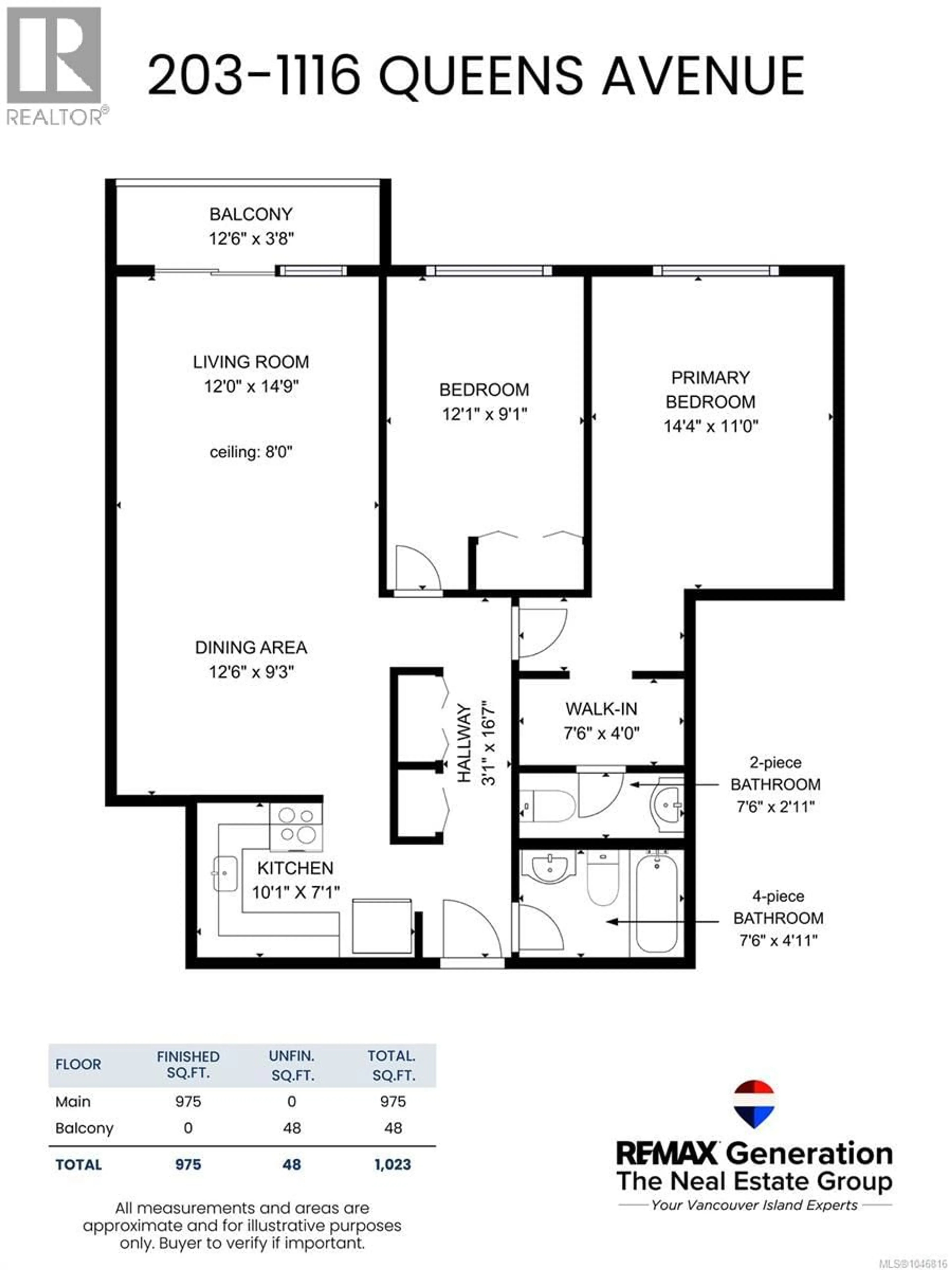 Floor plan for 203 - 1116 QUEENS AVENUE, Victoria British Columbia V8T1M9