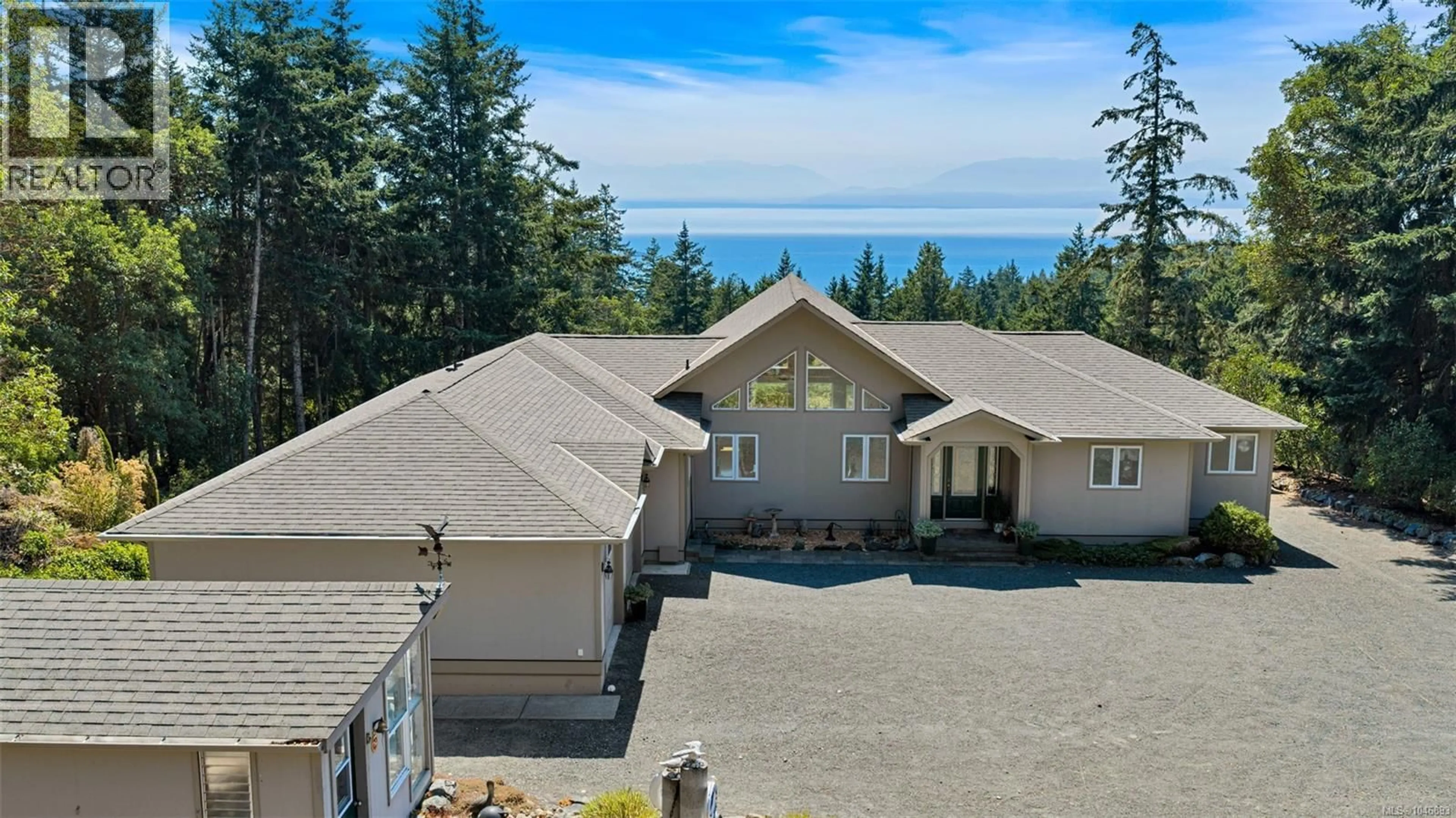 A pic from outside/outdoor area/front of a property/back of a property/a pic from drone, water/lake/river/ocean view for 402 SEEDTREE ROAD, Sooke British Columbia V9Z1C2
