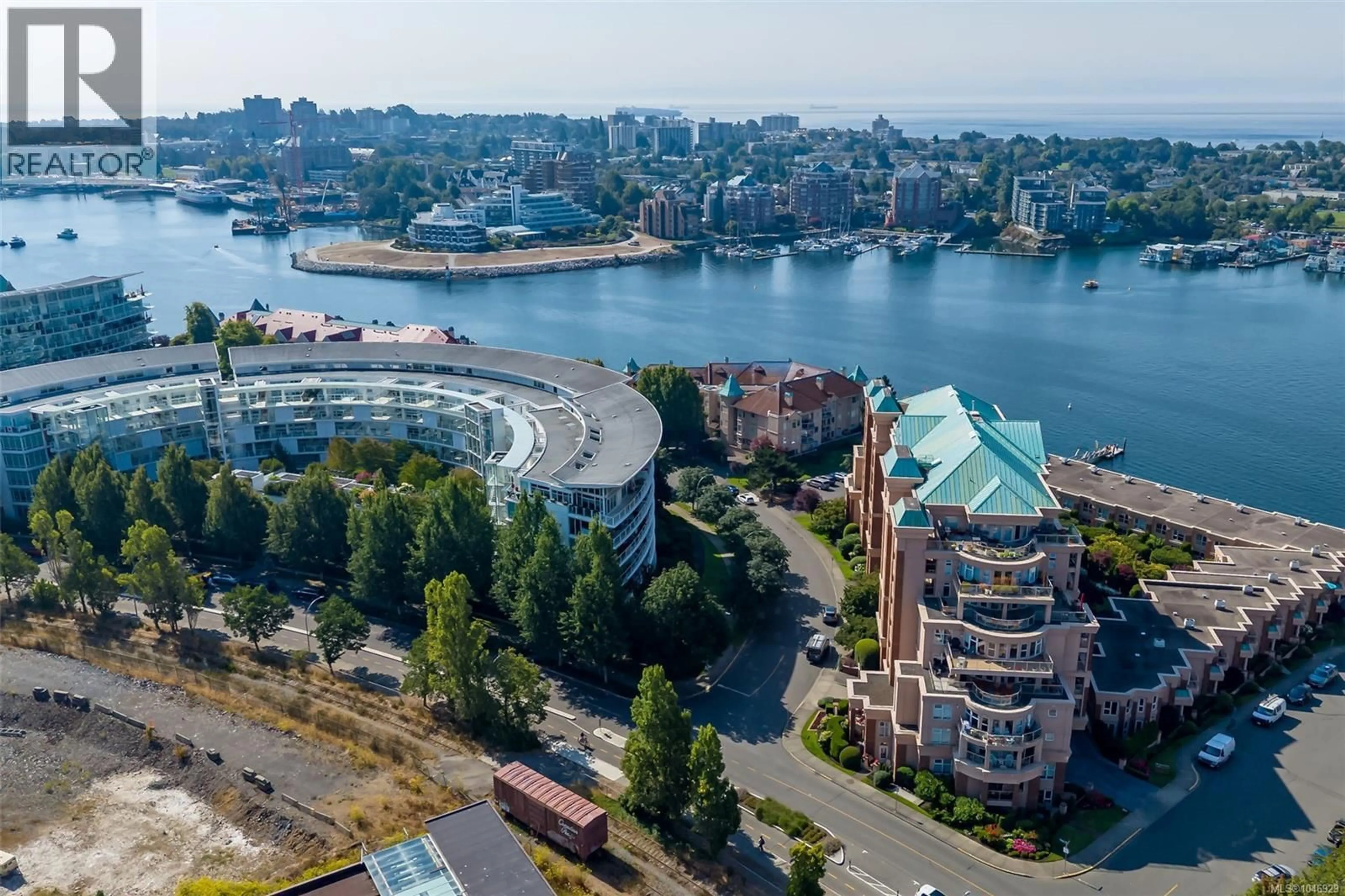 A pic from outside/outdoor area/front of a property/back of a property/a pic from drone, city buildings view from balcony for 106 - 75 SONGHEES ROAD, Victoria British Columbia V9A7M5