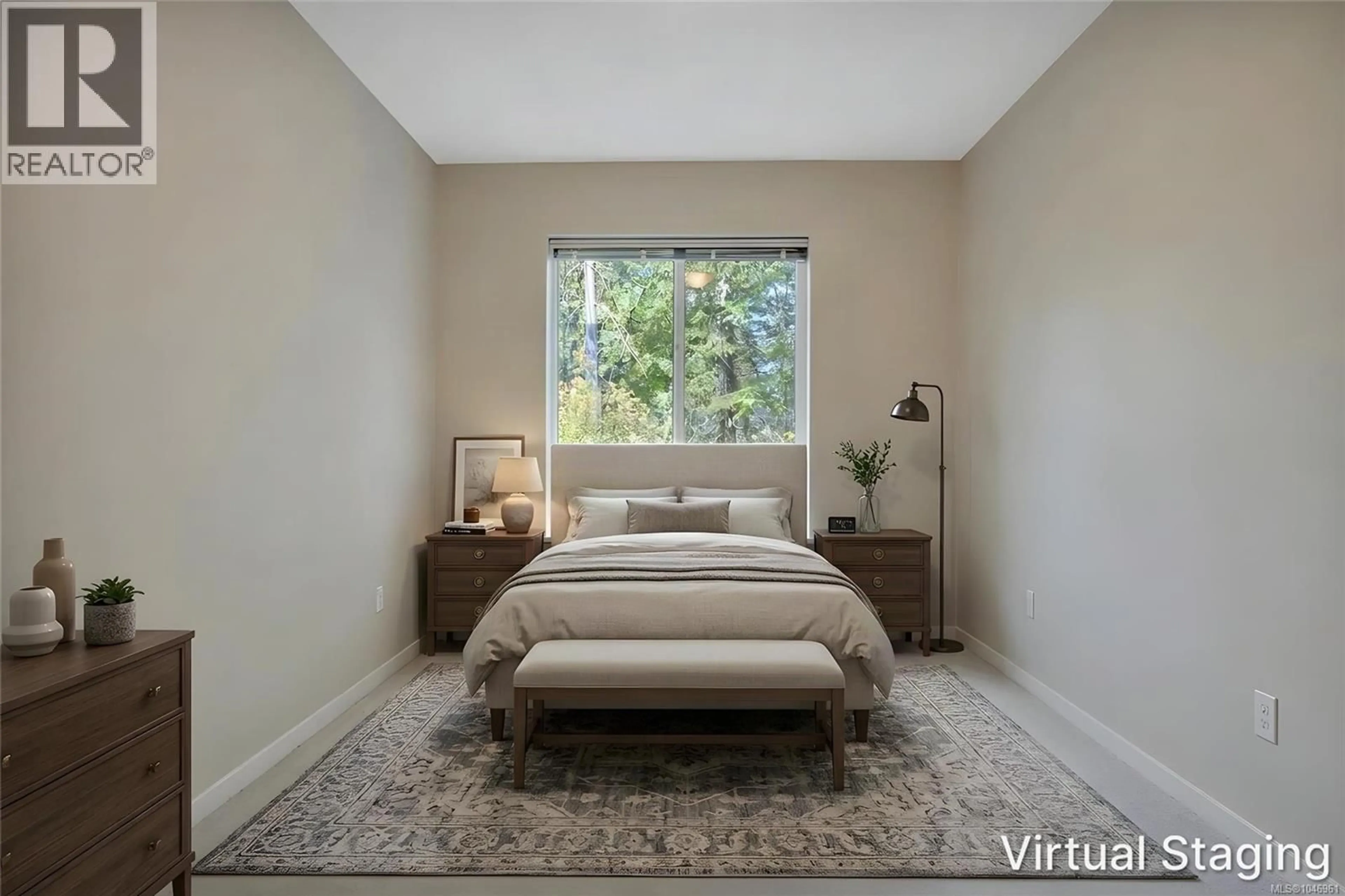 Bedroom with bed, carpet floor for 108 - 5660 EDGEWATER LANE, Nanaimo British Columbia V9T5P4