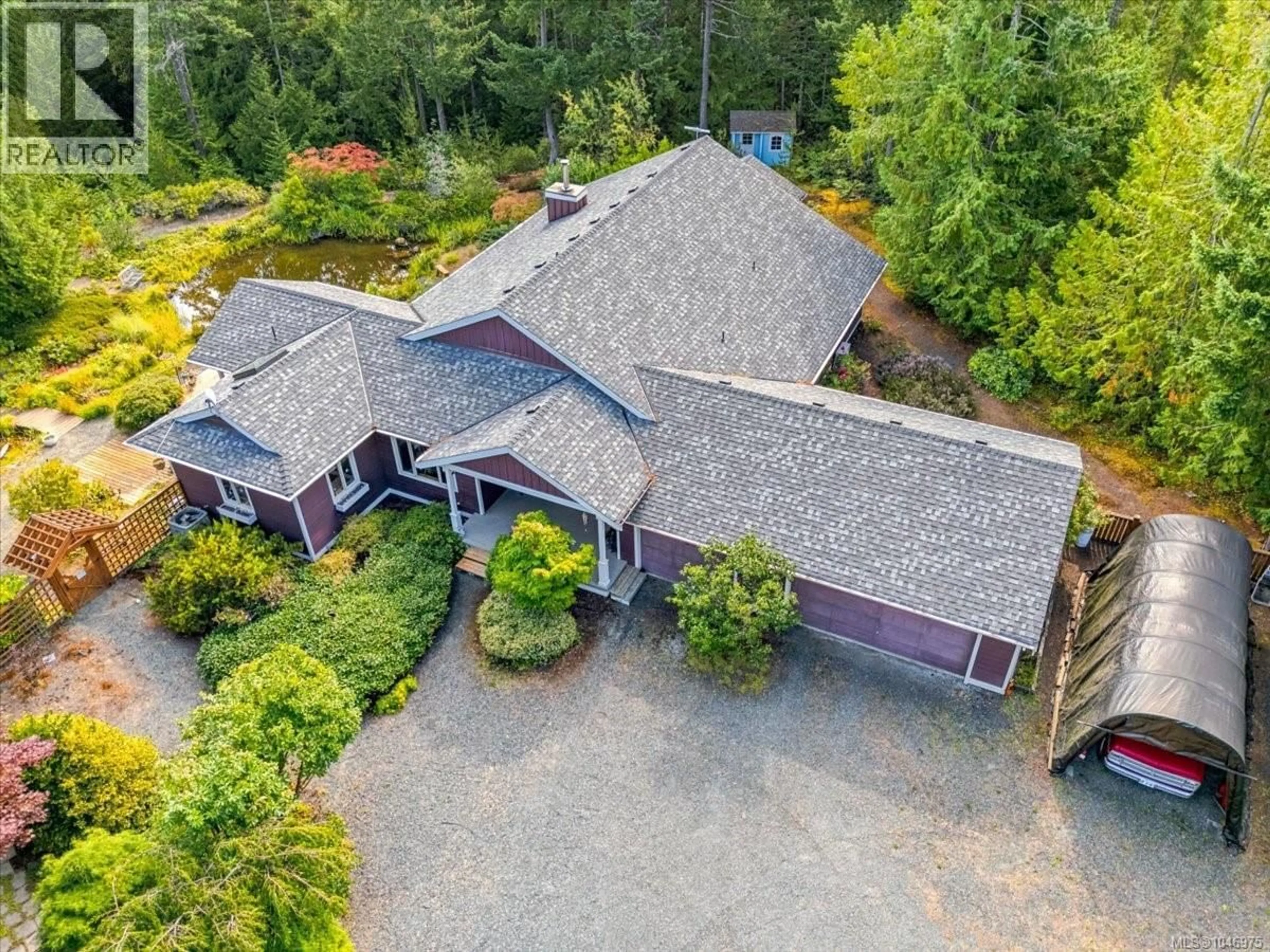 A pic from outside/outdoor area/front of a property/back of a property/a pic from drone, unknown for 1205 SPIDER LAKE ROAD, Qualicum Beach British Columbia V9K2L7