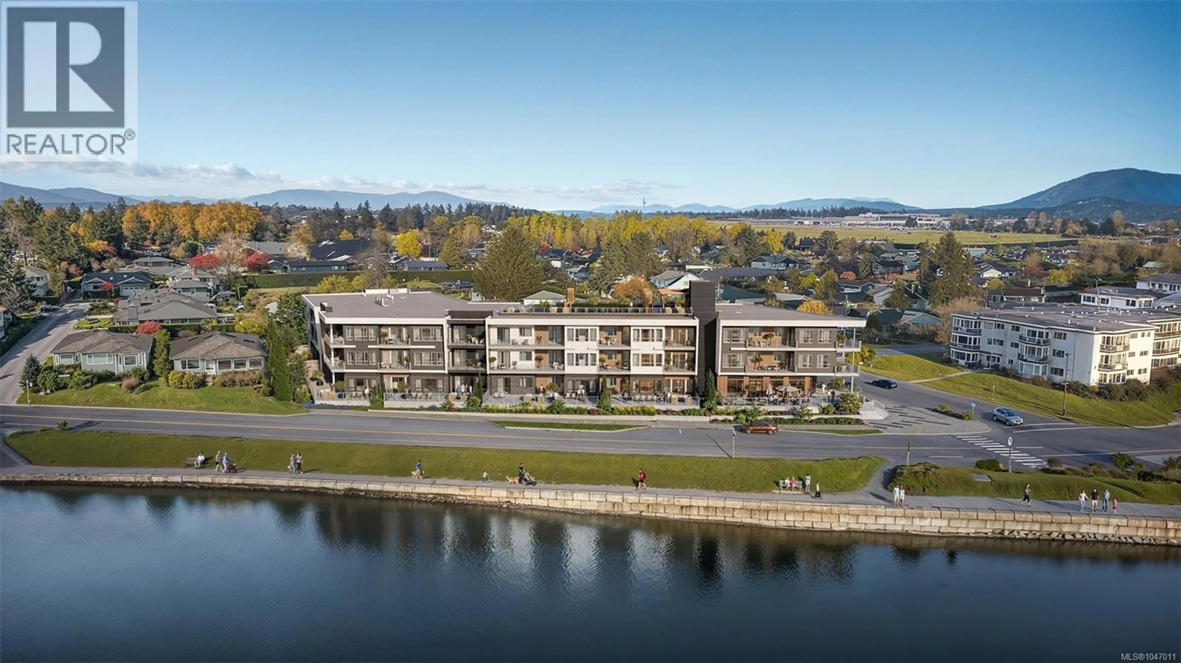A pic from outside/outdoor area/front of a property/back of a property/a pic from drone, water/lake/river/ocean view for 306 - 9522 LOCHSIDE DRIVE, Sidney British Columbia V8L1N8