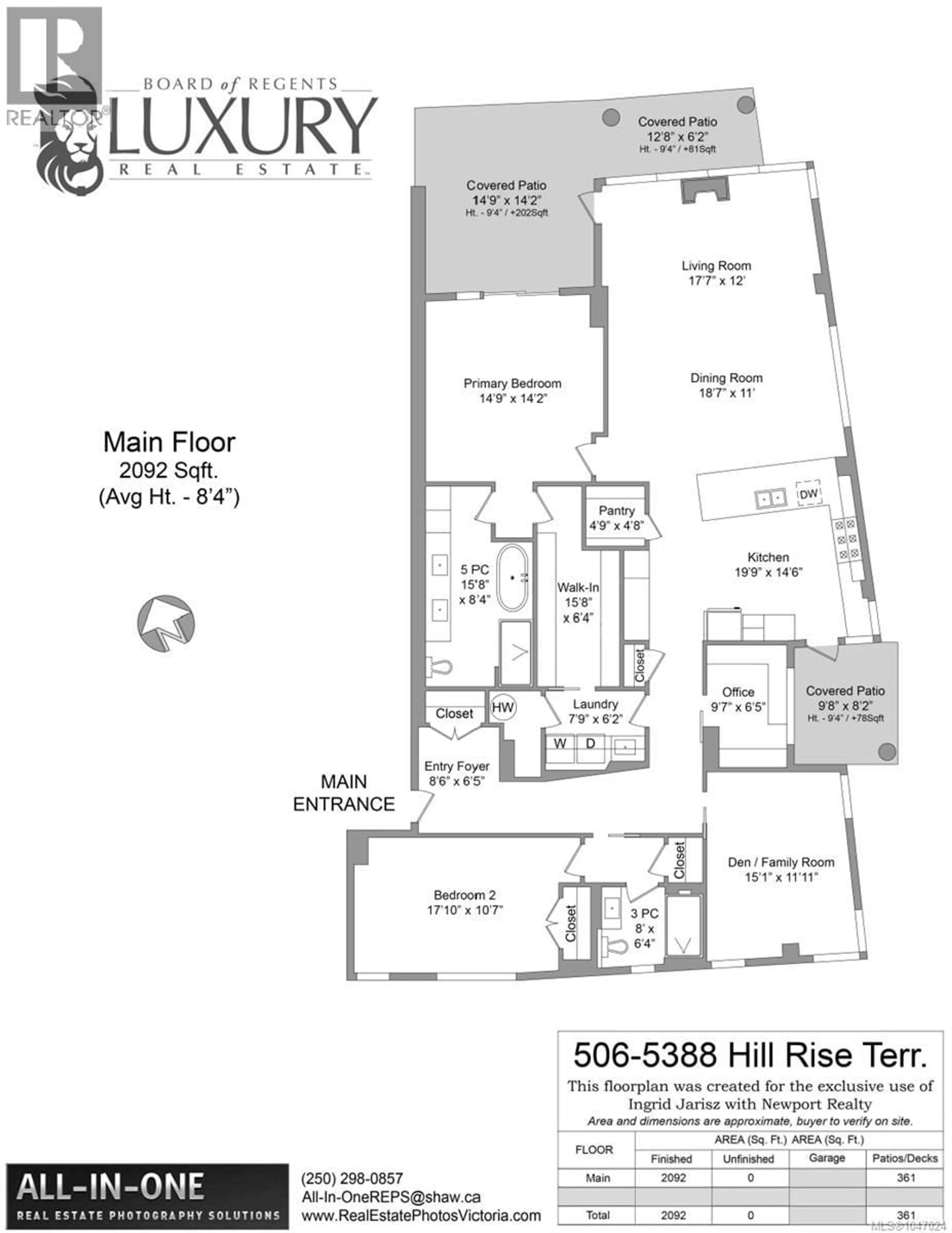 Floor plan for 506 - 5388 HILL RISE TERRACE, Saanich British Columbia V8Y3K3