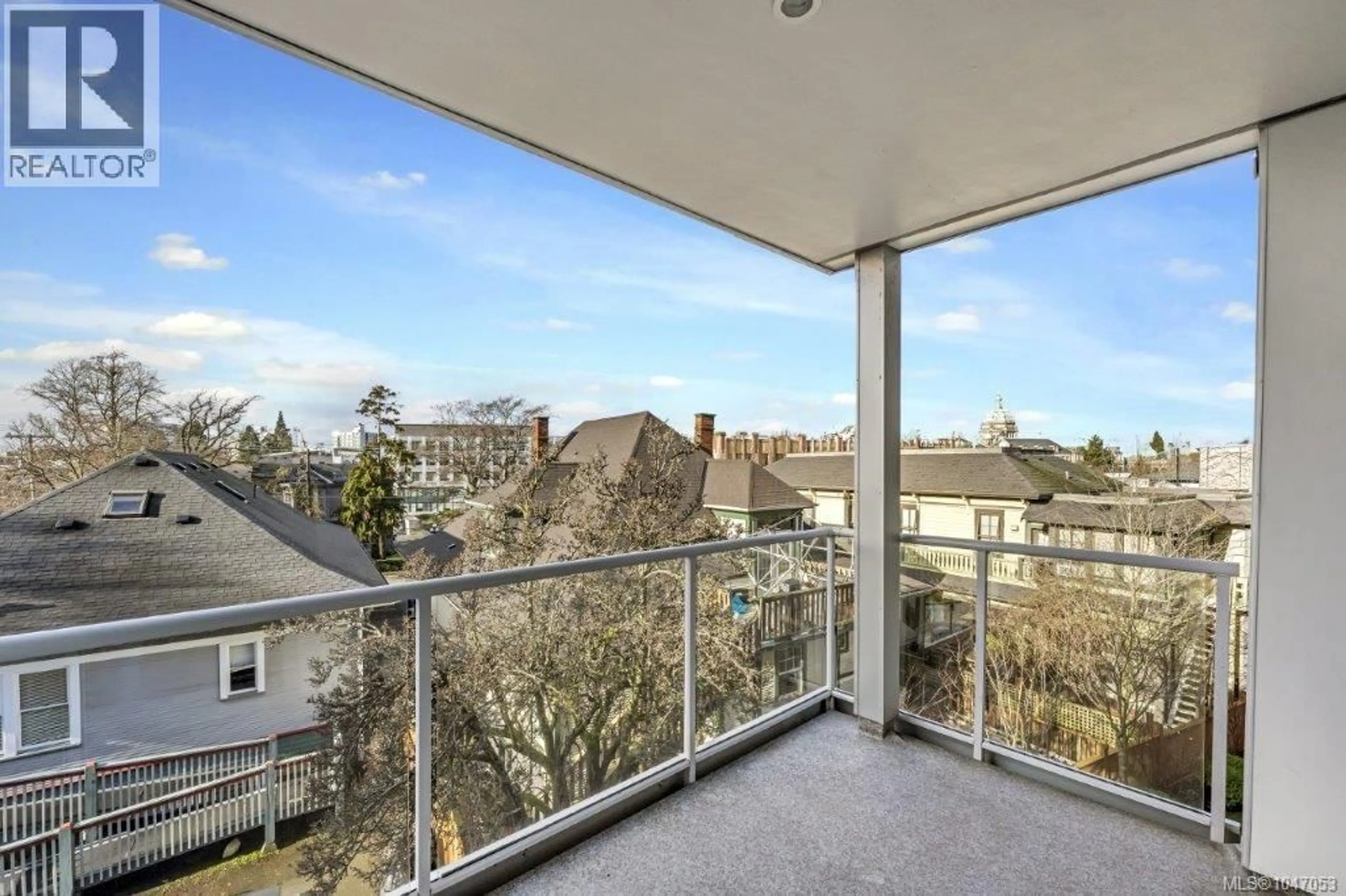Balcony in the apartment, city buildings view from balcony for 303 - 640 MICHIGAN STREET, Victoria British Columbia V8V1S9