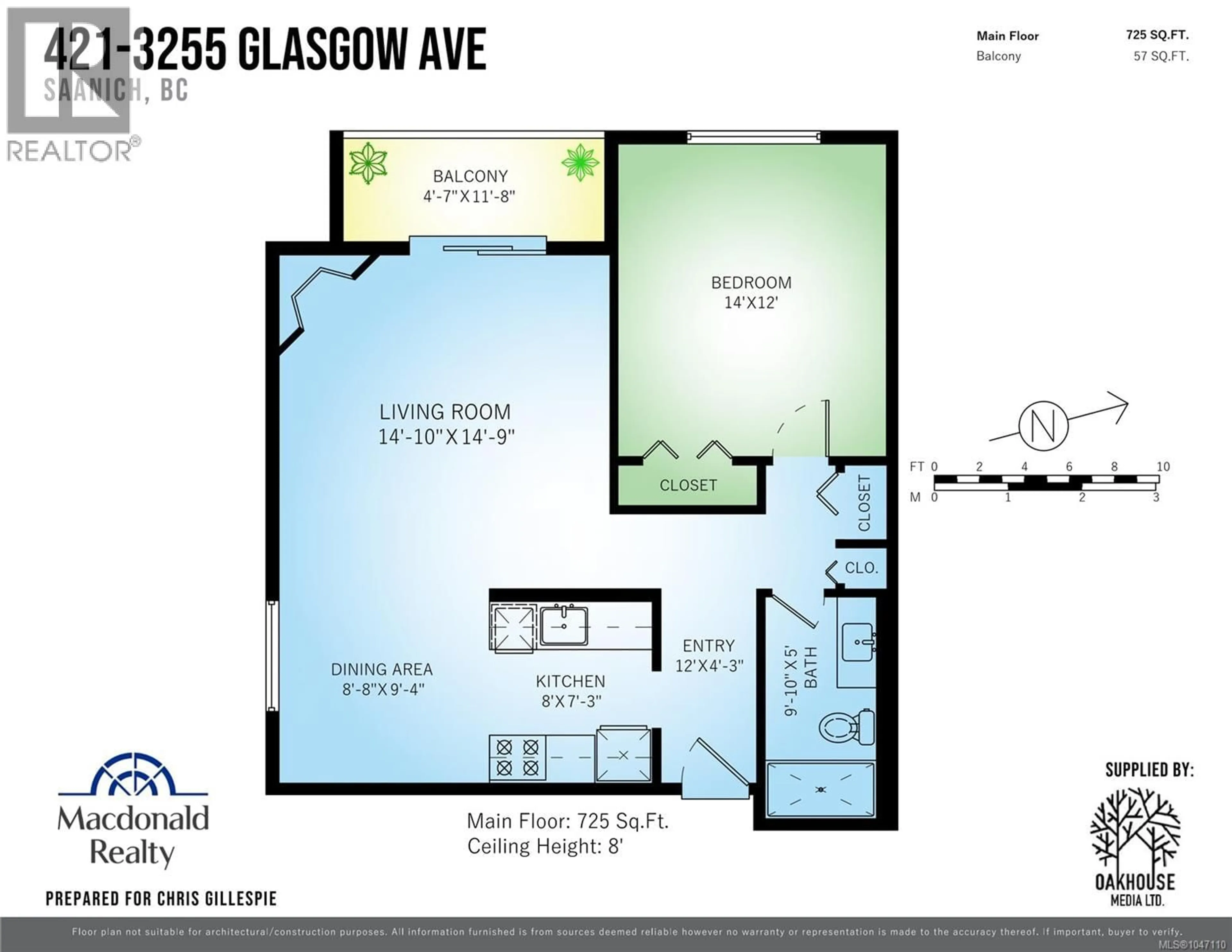 Floor plan for 421 - 3255 GLASGOW AVENUE, Saanich British Columbia V8X4S4