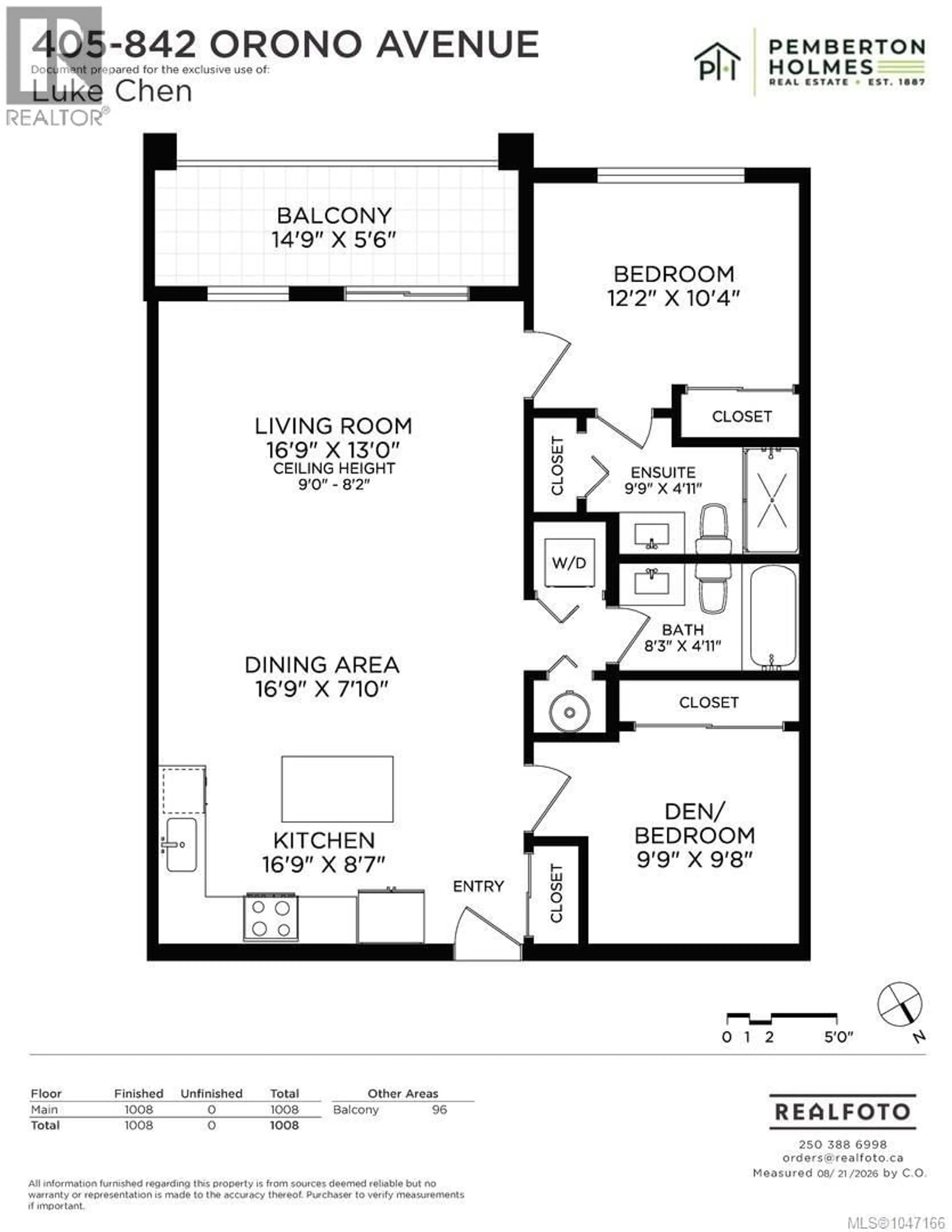 Floor plan for 405 - 842 ORONO AVENUE, Langford British Columbia V9B2T8