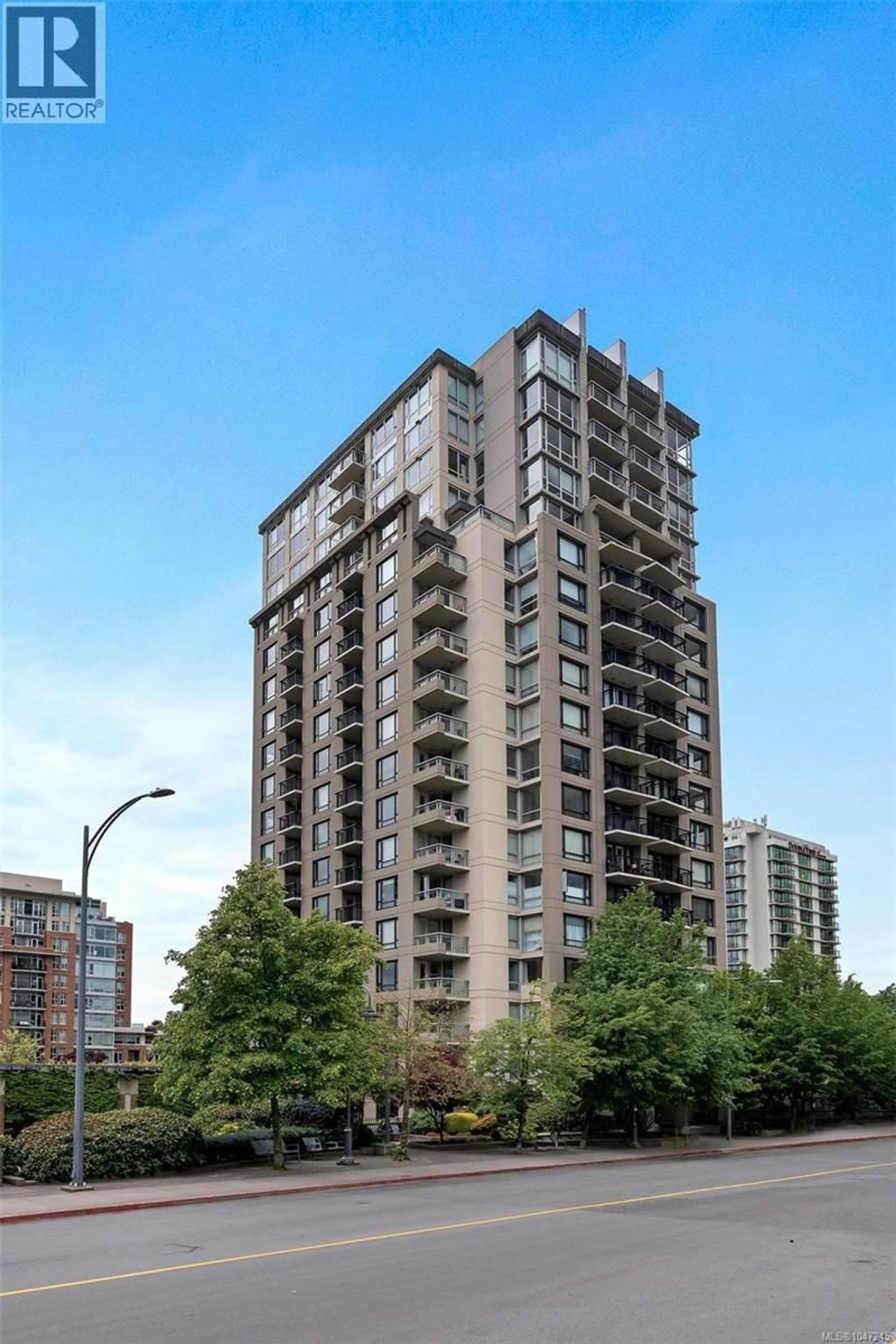 Balcony in the apartment, city buildings view from balcony for 1502 - 751 FAIRFIELD ROAD, Victoria British Columbia V8W4A4