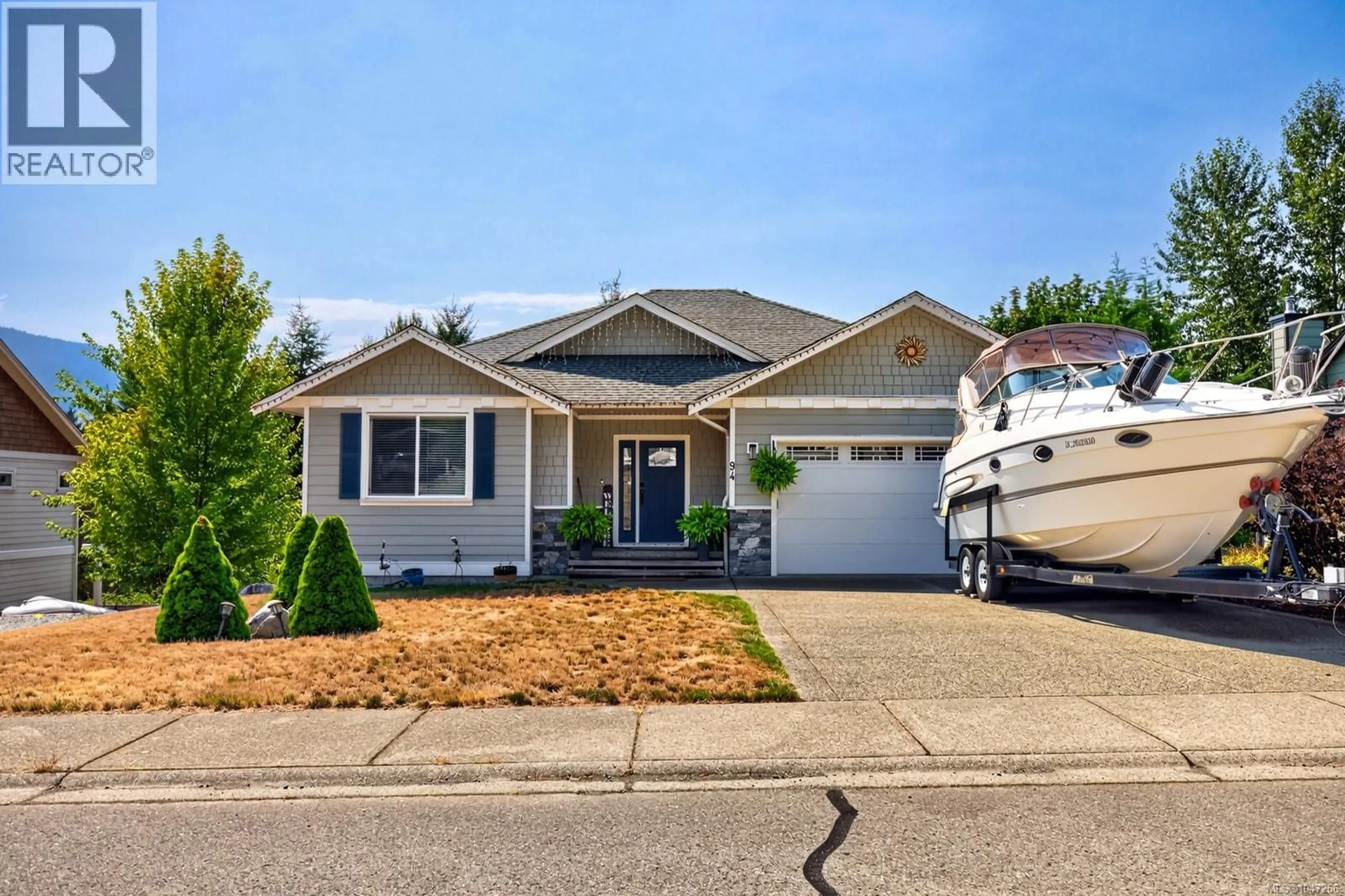 Home with vinyl exterior material, street for 94 BEECH CRESCENT, Lake Cowichan British Columbia V0R2G1