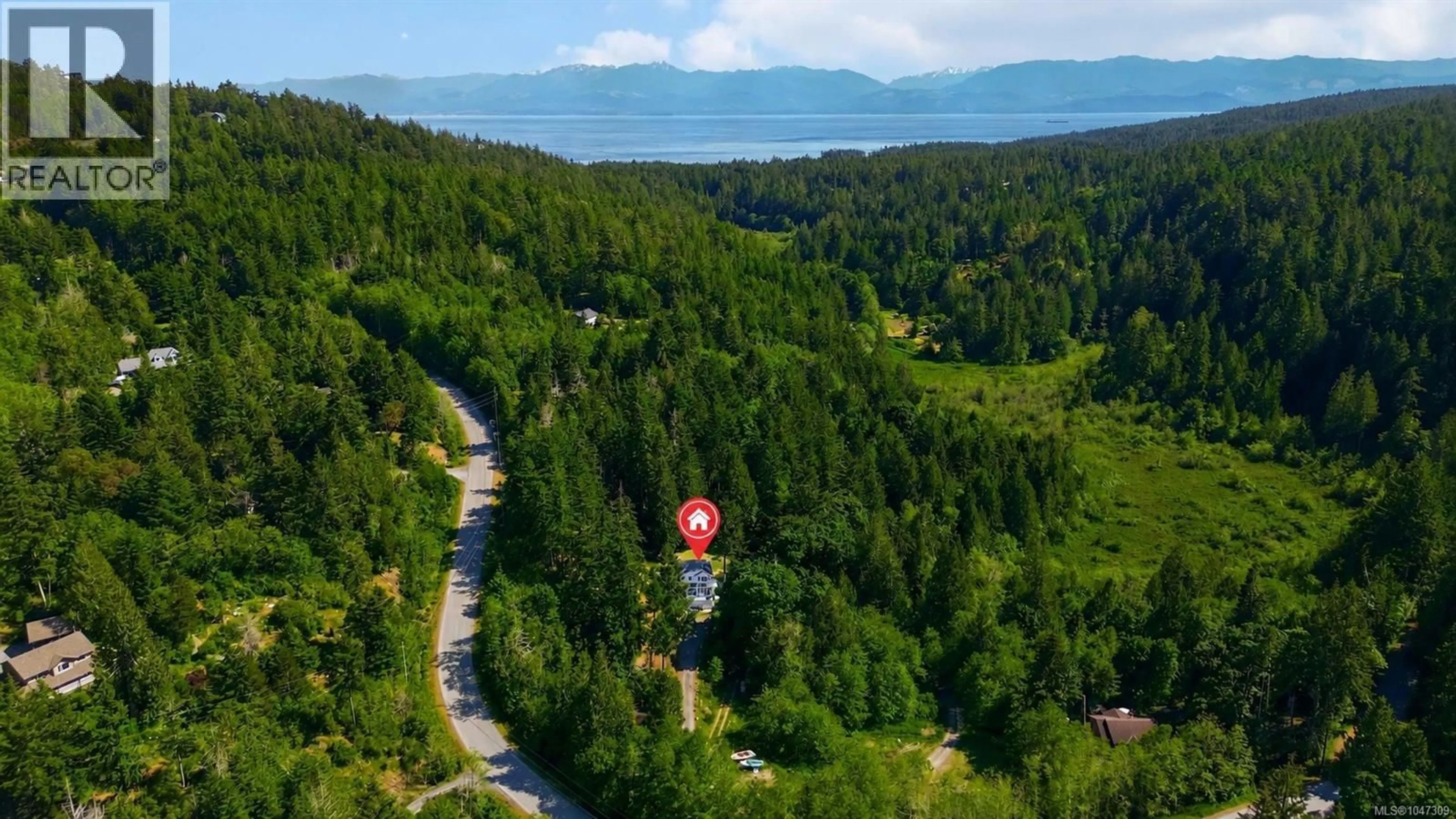 A pic from outside/outdoor area/front of a property/back of a property/a pic from drone, forest/trees view for 821 SEEDTREE ROAD, Sooke British Columbia V9Z1C2
