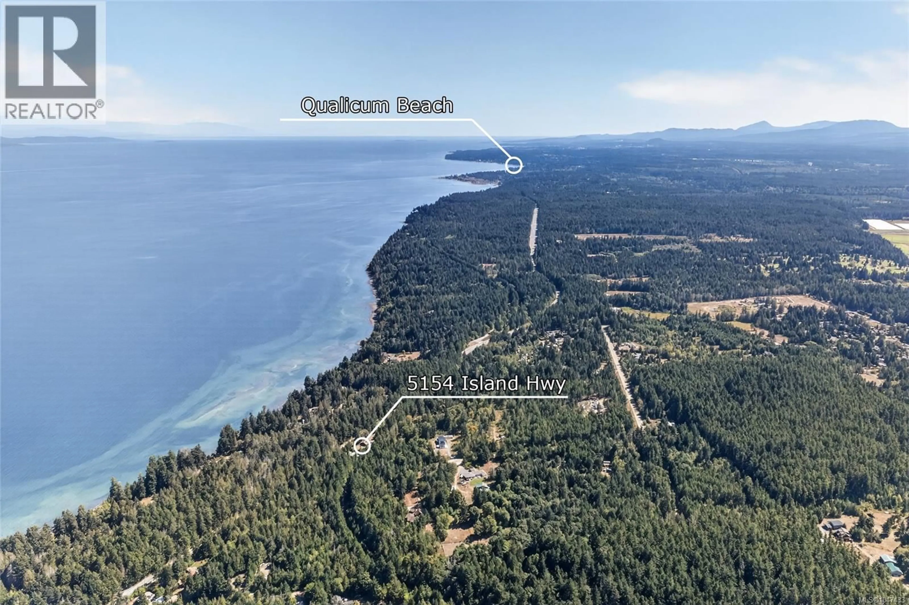 A pic from outside/outdoor area/front of a property/back of a property/a pic from drone, water/lake/river/ocean view for 5154 ISLAND HIGHWAY WEST, Qualicum Beach British Columbia V9K1Z1