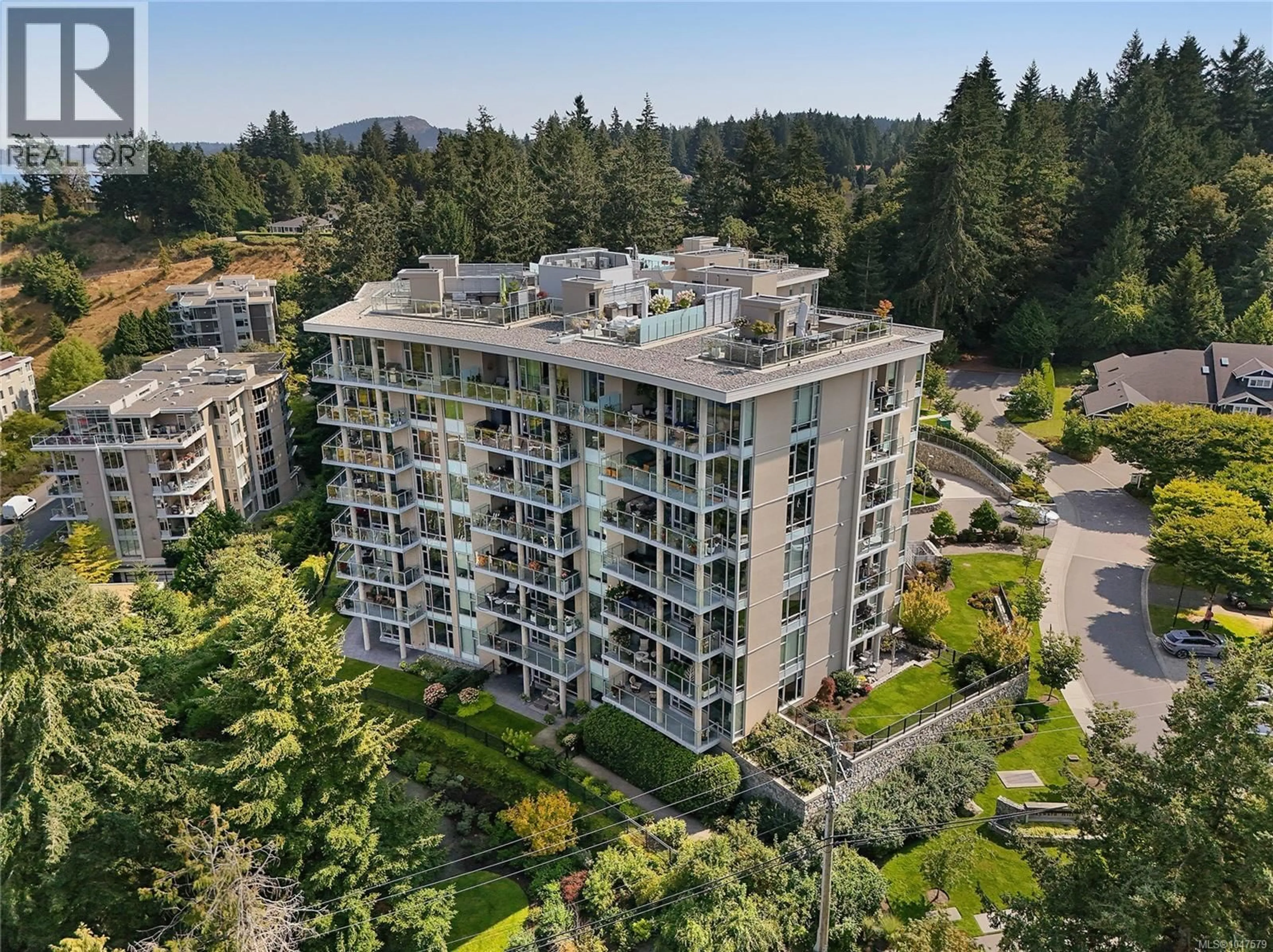 A pic from outside/outdoor area/front of a property/back of a property/a pic from drone, unknown for 202 - 5388 HILL RISE TERRACE, Saanich British Columbia V8Y3K2