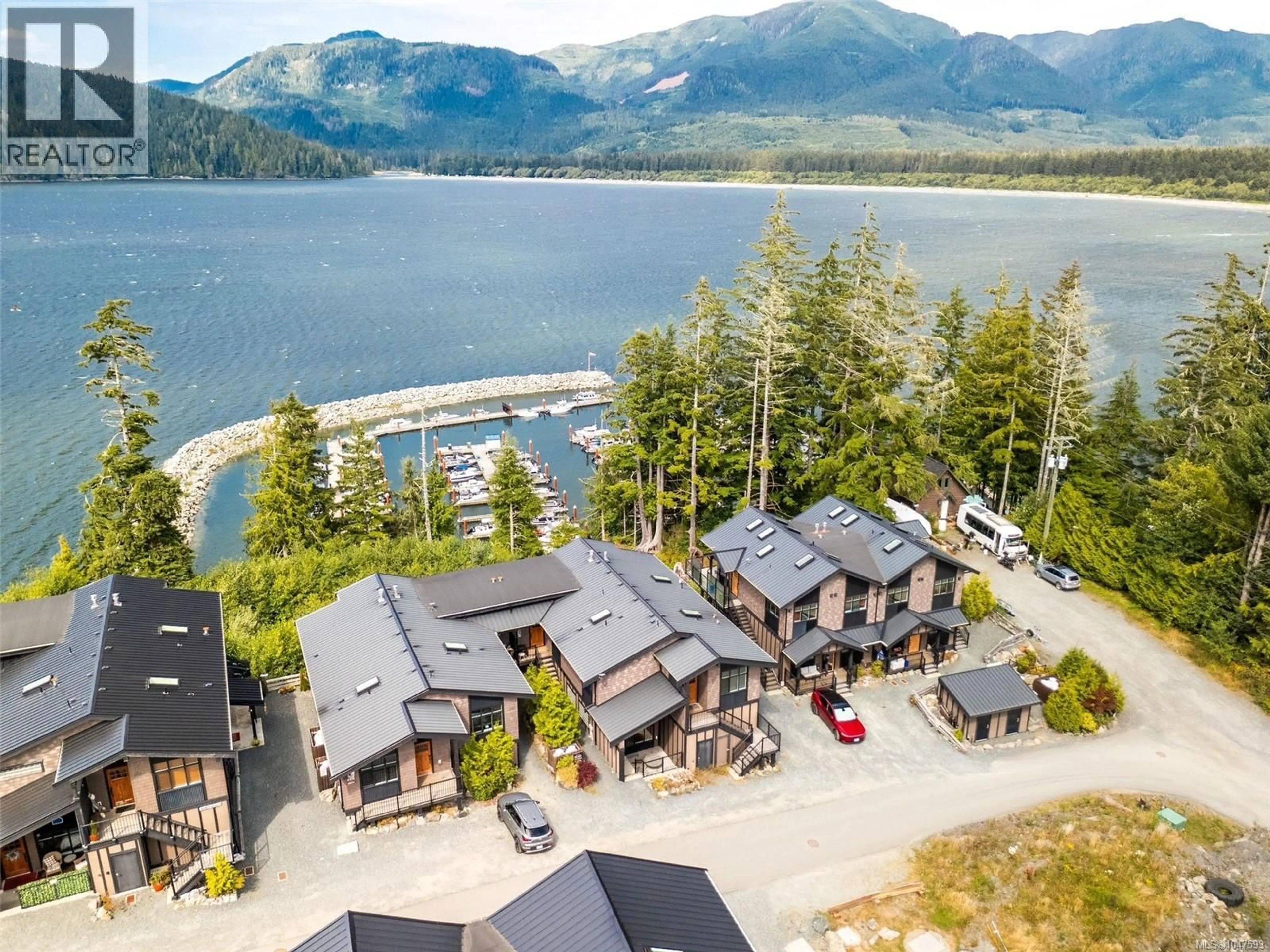 A pic from outside/outdoor area/front of a property/back of a property/a pic from drone, water/lake/river/ocean view for 208B - 6596 BAIRD ROAD, Port Renfrew British Columbia V0S1K0