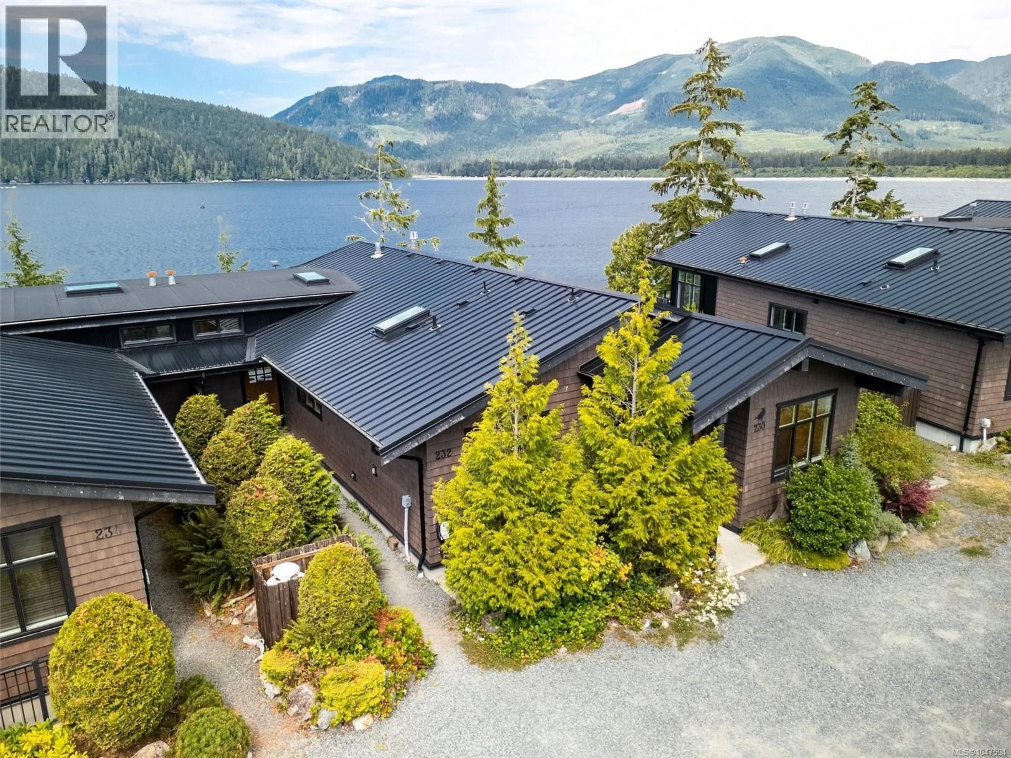 A pic from outside/outdoor area/front of a property/back of a property/a pic from drone, water/lake/river/ocean view for 232 - 6596 BAIRD ROAD, Port Renfrew British Columbia V0S1K0