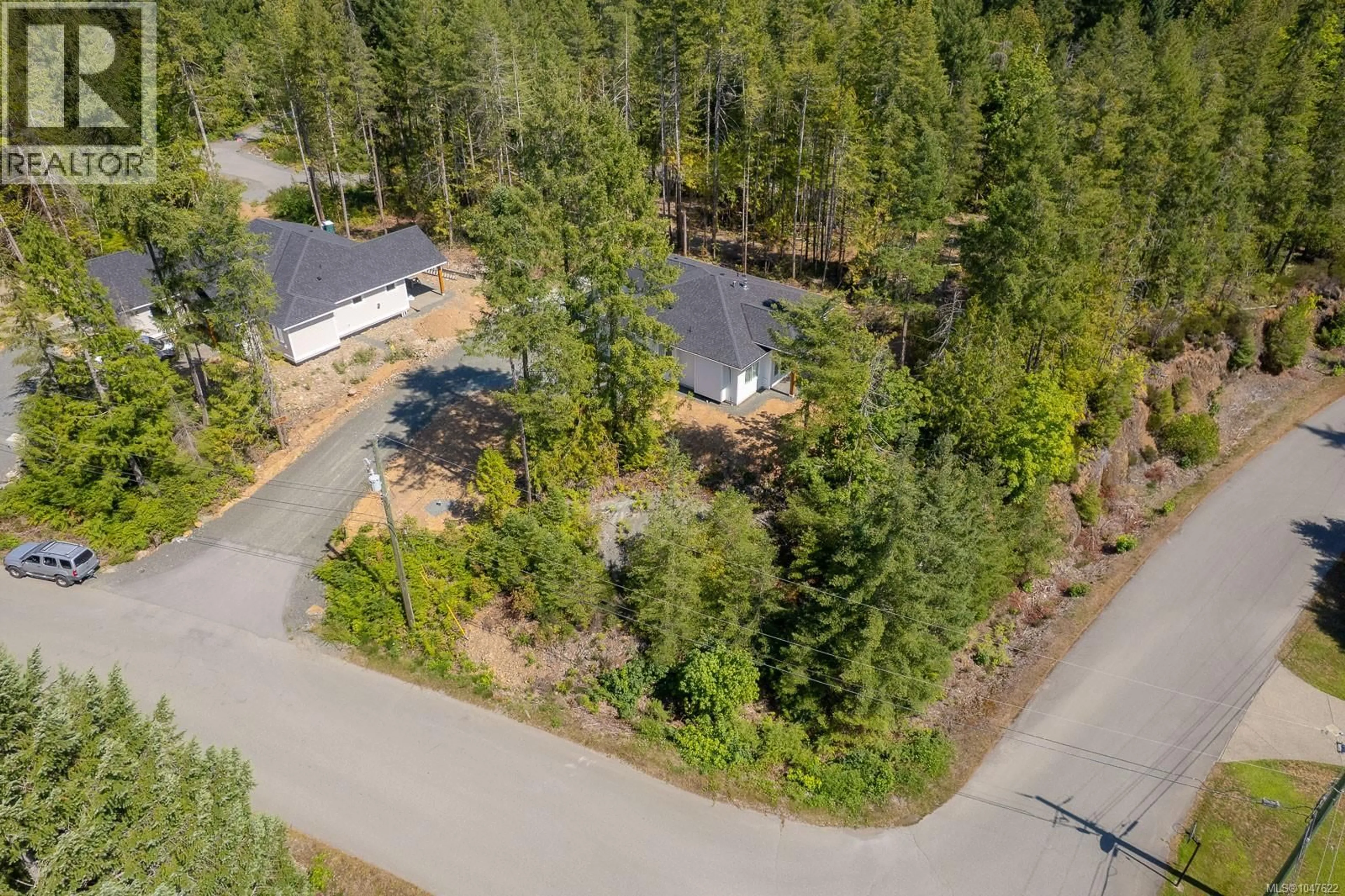 A pic from outside/outdoor area/front of a property/back of a property/a pic from drone, forest/trees view for 8423 SANDER DRIVE, Port Alberni British Columbia V9Y9E3